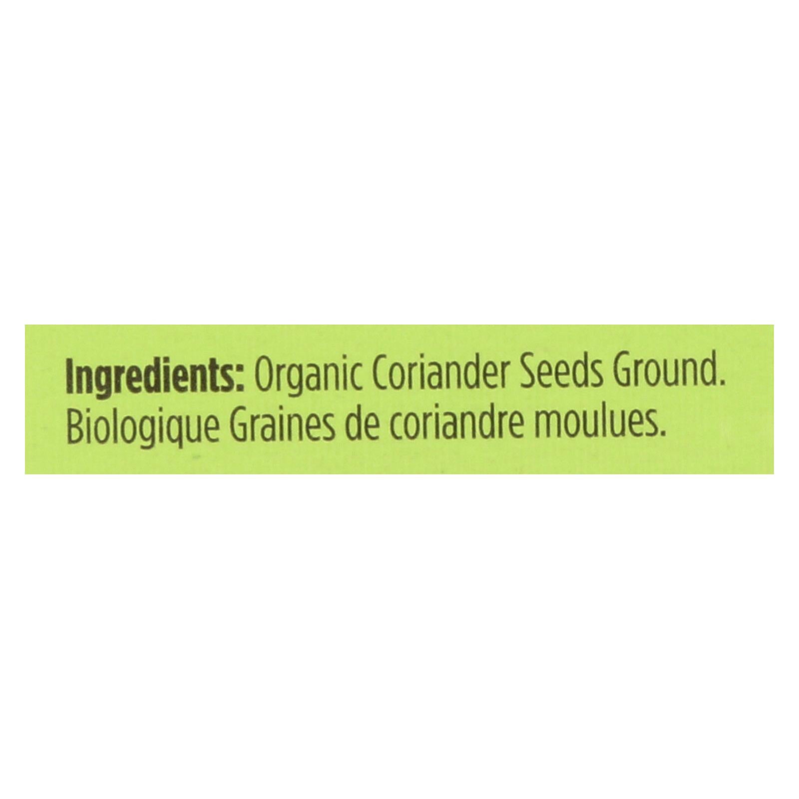 Spicely Organics - Organic Coriander - Ground - Case Of 6 - 0.45 Oz.