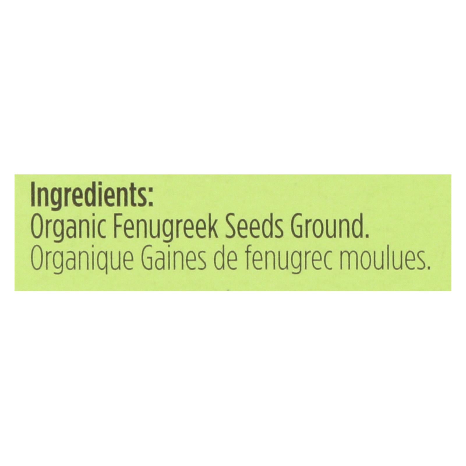 Spicely Organics - Organic Fenugreek - Ground - Case Of 6 - 0.45 Oz.