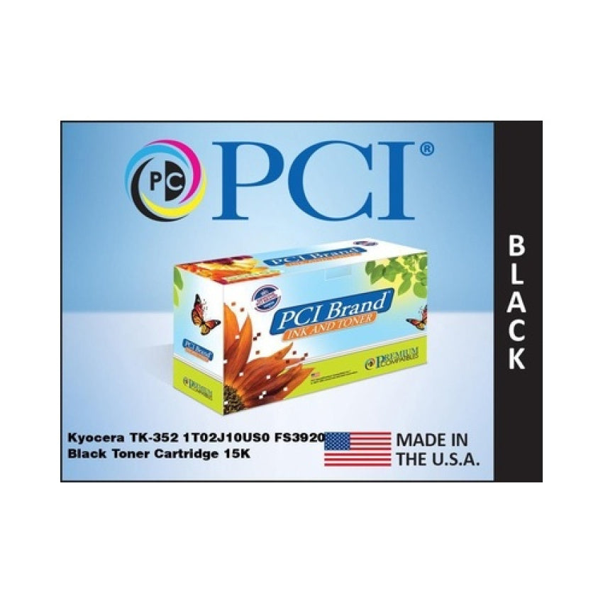 PCI Brand Kyocera Tk-352 1t02j10us0 Black Toner Cartridge 15k Pg Yield For Copystar Fs-3640, Kyocera-mita Fs-3040, Fs-3140, Fs-3540, Fs-3640, Fs-3920 (TK352PC)