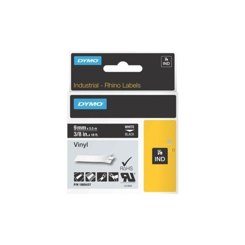 DYMO Rhino 3/8in Black Vinyl-9mm (1805437)