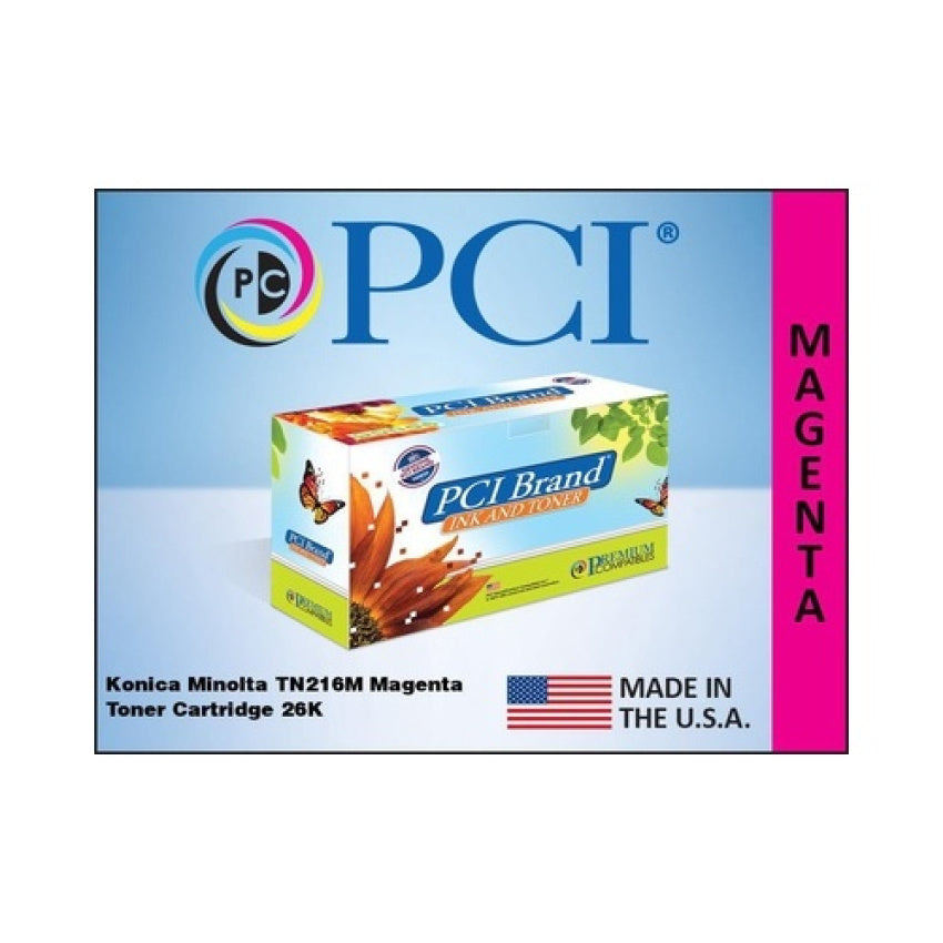 PCI Brand Compatible Konica Minolta Tn216m A11g331 Magenta Toner Cartridge 26k Yield For Konica Minolta C220/c280/c360 Made In Usa (TN216MPC)