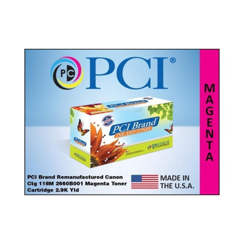 PCI Brand Eco-friendly Reman Canon Cartridge 118 2660b001 Magenta Toner Cartridge 2.9k For Canon Lbp7200, Lbp7660, Mf722, Mf726, Mf729, Mf8350, Mf8380 (2660B001AAPC)