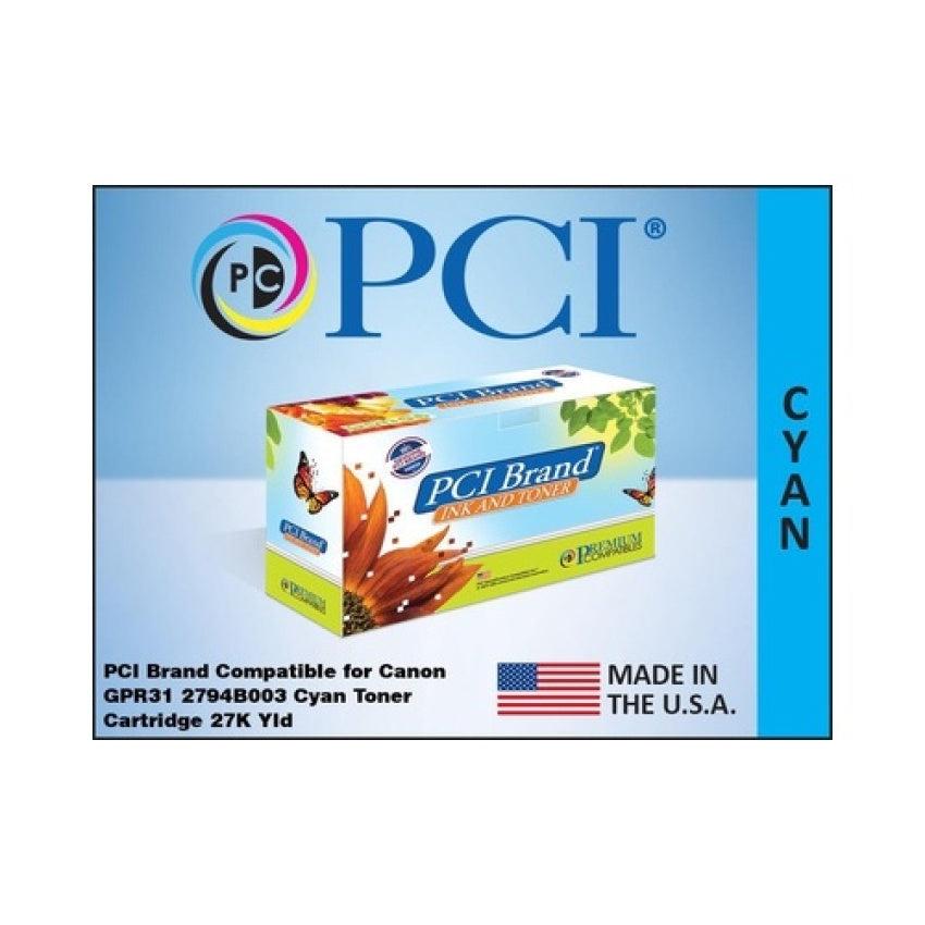PCI Brand Canon Gpr-31 2794b003 Cyan Toner Cartridge 27000 Page Yield For Canon Imagerunner Advance C5030/c5035/c5235/c5240/2794b003aa/gpr31 (2794B003AAPCI)