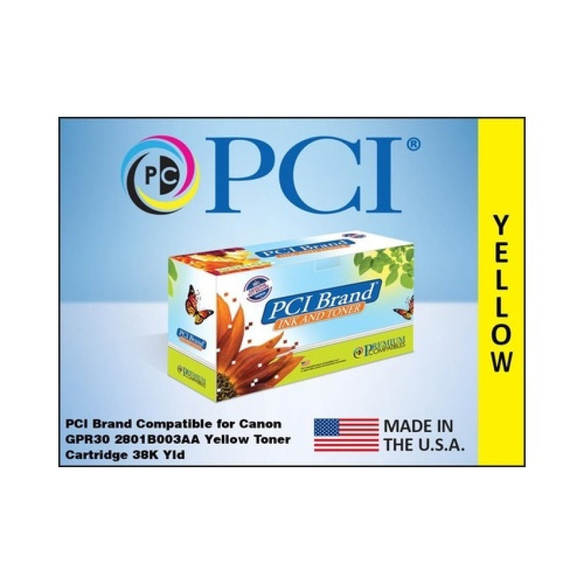 PCI Brand Canon Gpr-30 2801b003 Xl Yellow Toner Cartridge 38000 Page Yield For Canon Imagerunner Advance C5045/c5051/c5250/c5255/2801b003aa/gpr30 (2801B003AAPCI)