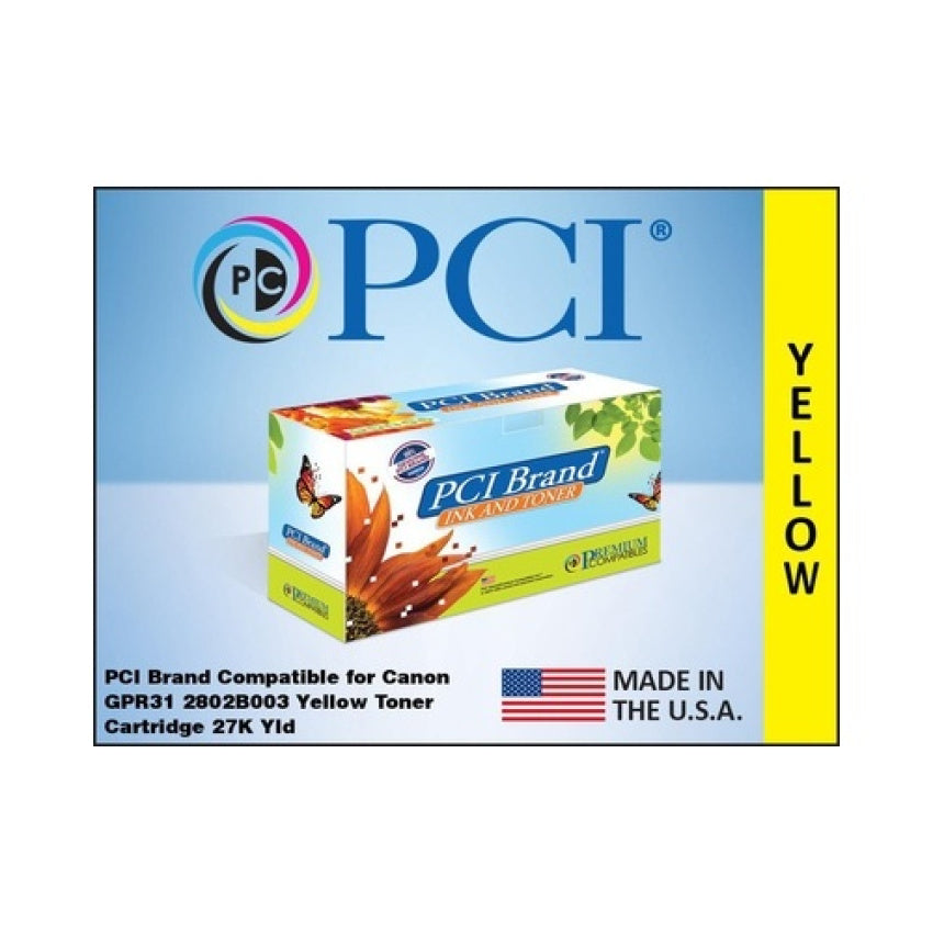 PCI Brand Canon Gpr-31 2802b003 Yellow Toner Cartridge 27000 Page Yield For Canon Imagerunner Advance C5030/c5035/c5235/c5240/2802b003aa/gpr31 (2802B003AAPCI)