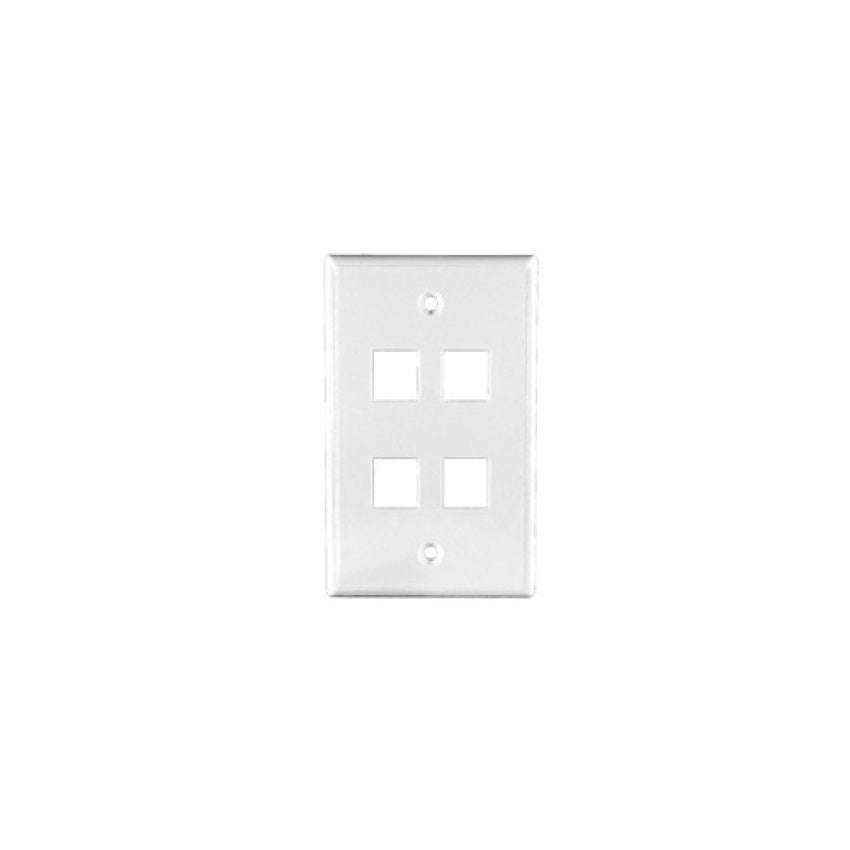 Weltron 4 Port Single Gang Keystone Faceplace Wh (44794WH)