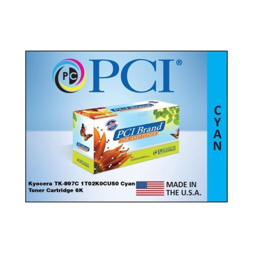 PCI Brand Kyocera Tk-897c 1t02k0cus0 Cyan Toner Cartridge 6k Yld For Kyocera-mita Fs-c8520, Fs-c8520mfp, Fs-c8525, Fs-c8525mfp, Taskalfa 205c, 255c (TK897CPCI)