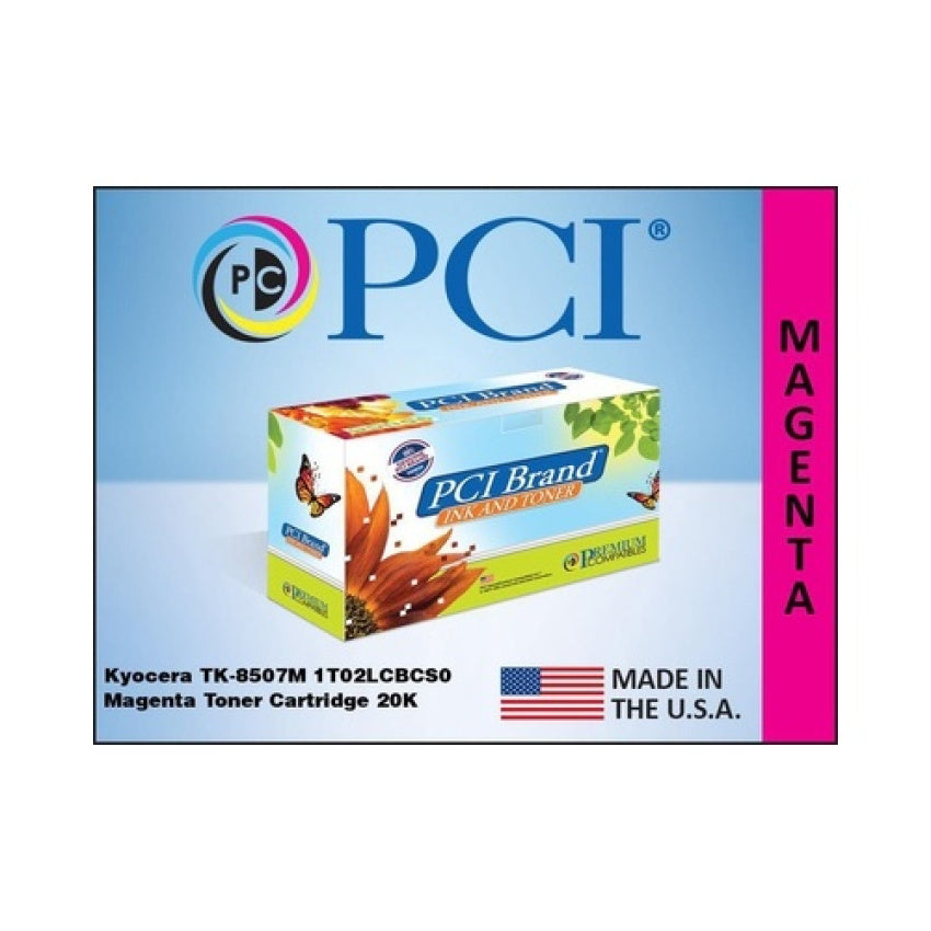 PCI Brand Compatible Kyocera Tk-8507m 1t02lcbcs0 Magenta Toner Cartridge 20k Yield For Kyocera Taskalfa 4550c/4551c/5550c/5551c Made In Usa (TK8507MPCI)