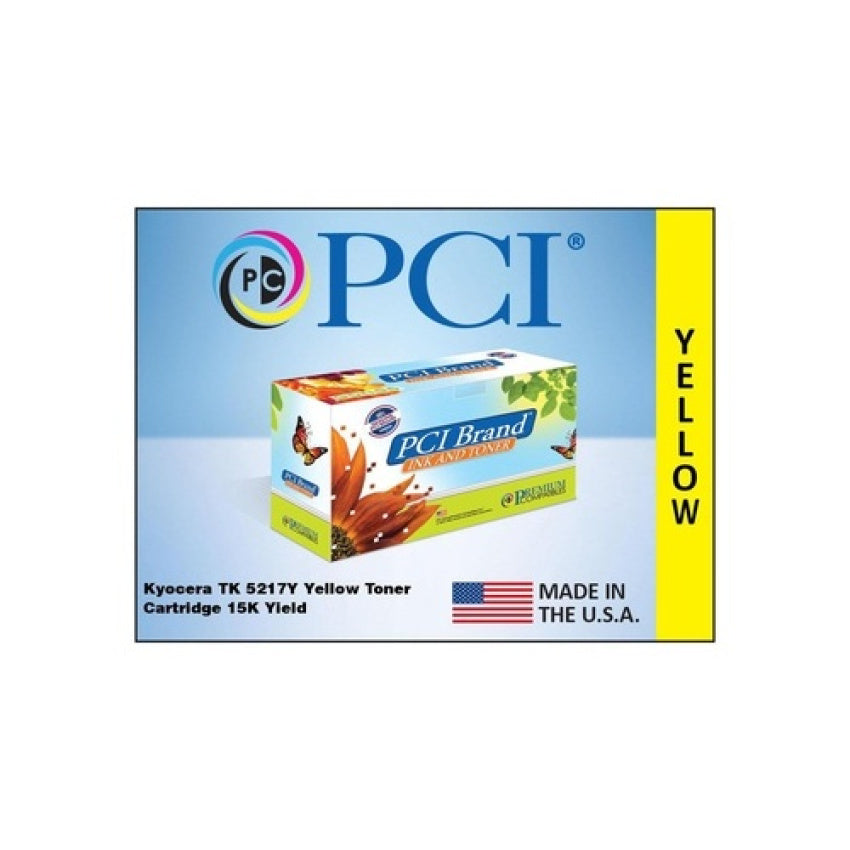 PCI Brand Compatible Kyocera Tk-5217y 1t02r6cus0 Yellow Toner Cartridge 15000 Page Yield For Kyocera Taskalfa 406ci/cs406ci Made In Usa (TK5217YPCI)