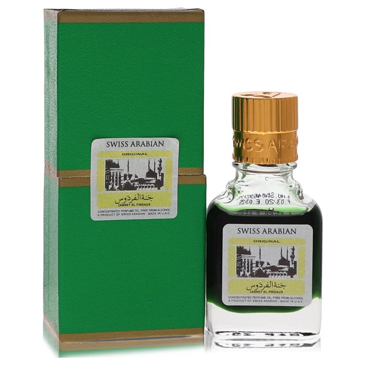 Jannet El Firdaus by Swiss Arabian Concentrated Perfume Oil Free From Alcohol (Unisex Black Edition Floral Attar) .30 oz for Men