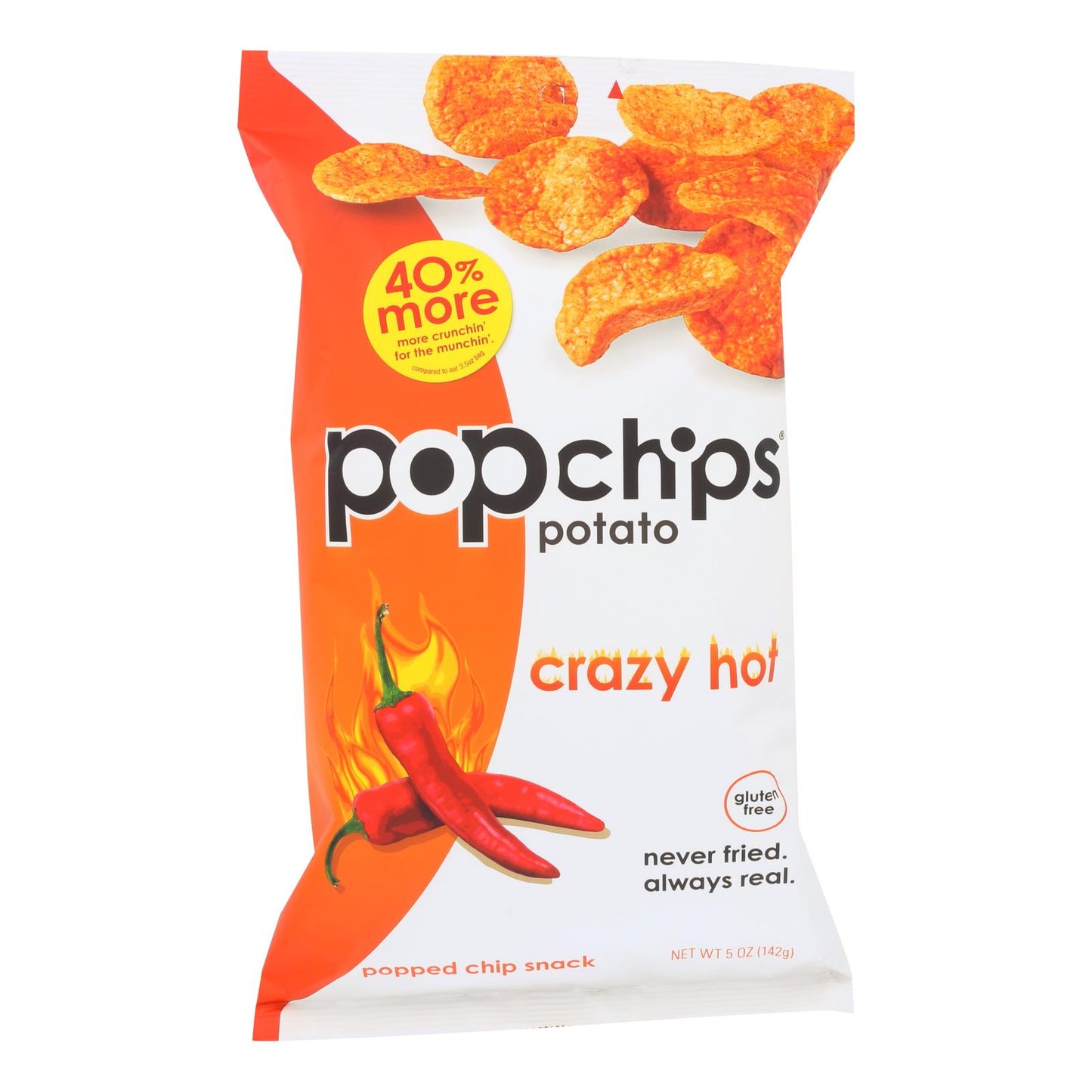 Popchips Potato Chip - Crazy Hot - Case Of 12 - 5 Oz