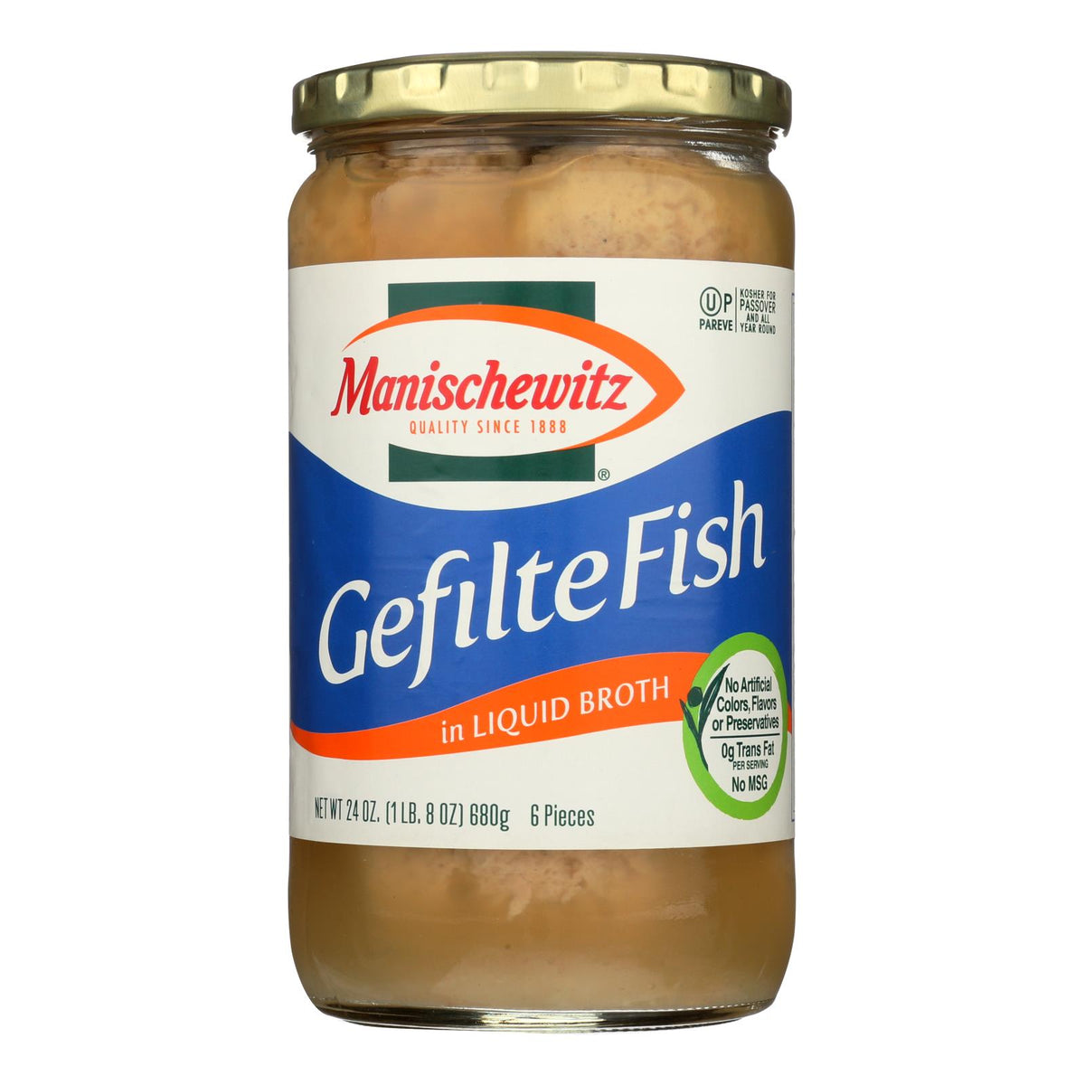 Manischewitz - Gefilte Fish In Liquid Broth - Original - Case Of 12 - 24 Oz.