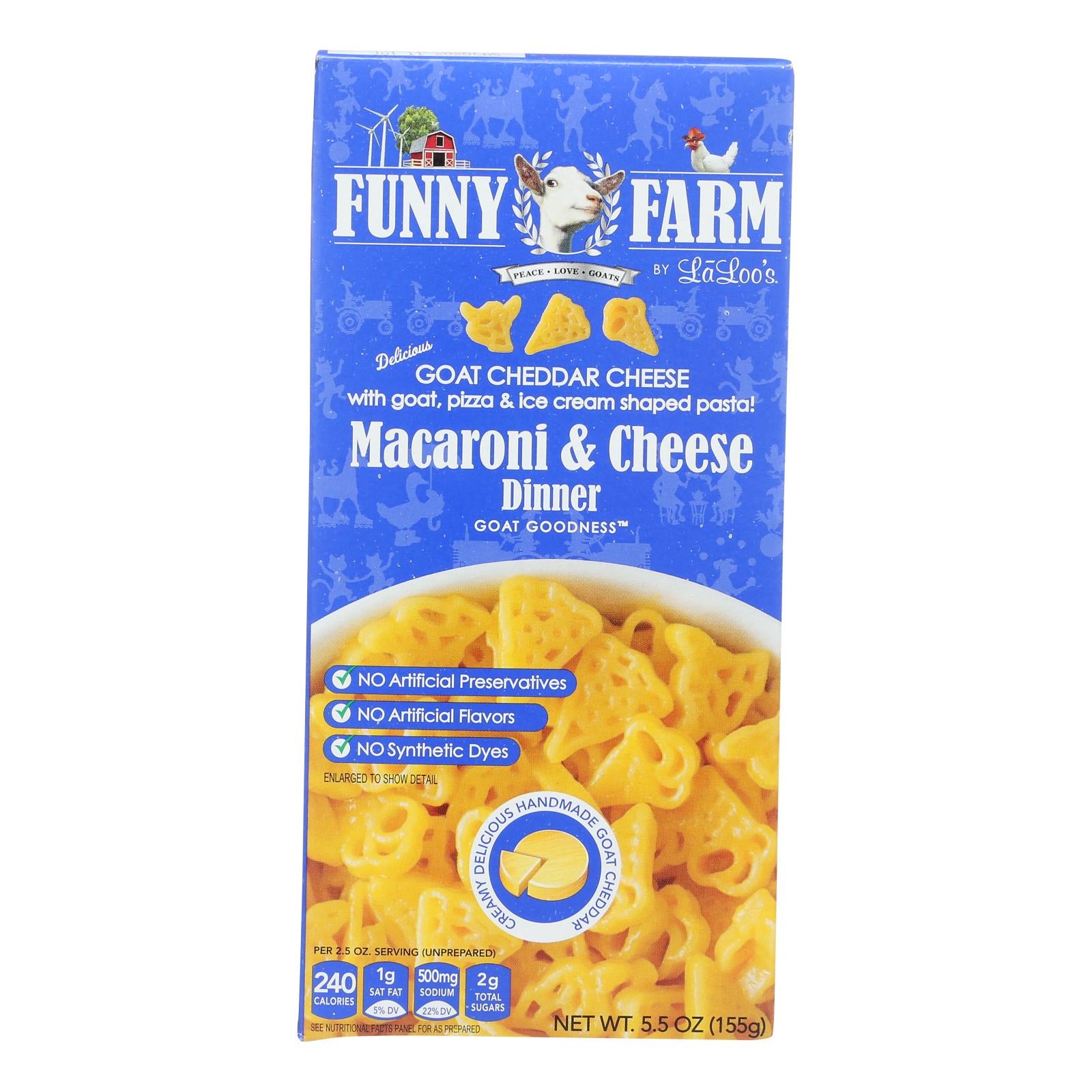 Funny Farm Goat Cheddar Cheese Macaroni & Cheese Dinner  - Case Of 8 - 5.5 Oz