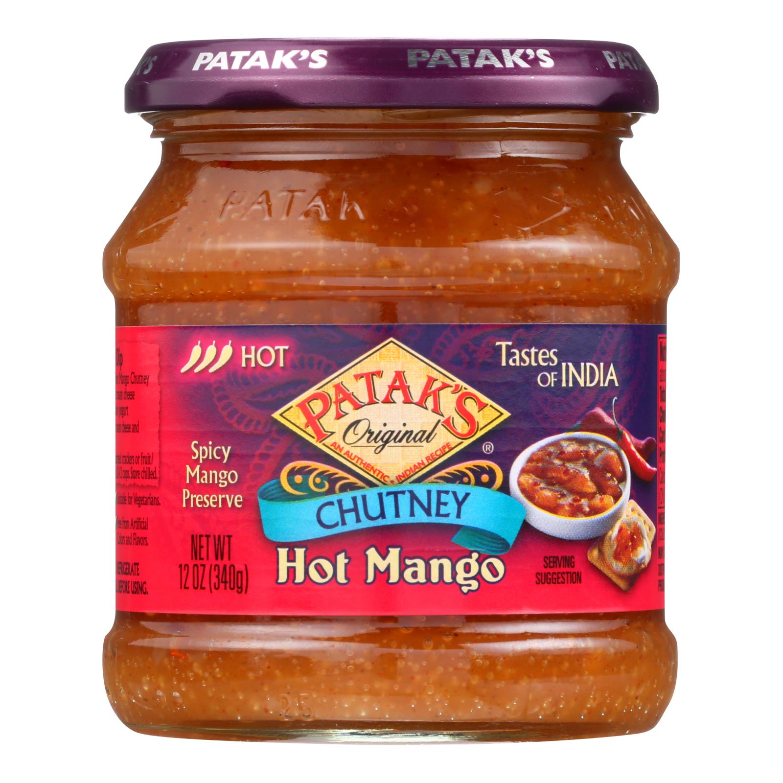 Pataks Chutney - Hot Mango - Hot - 12 Oz - Case Of 6