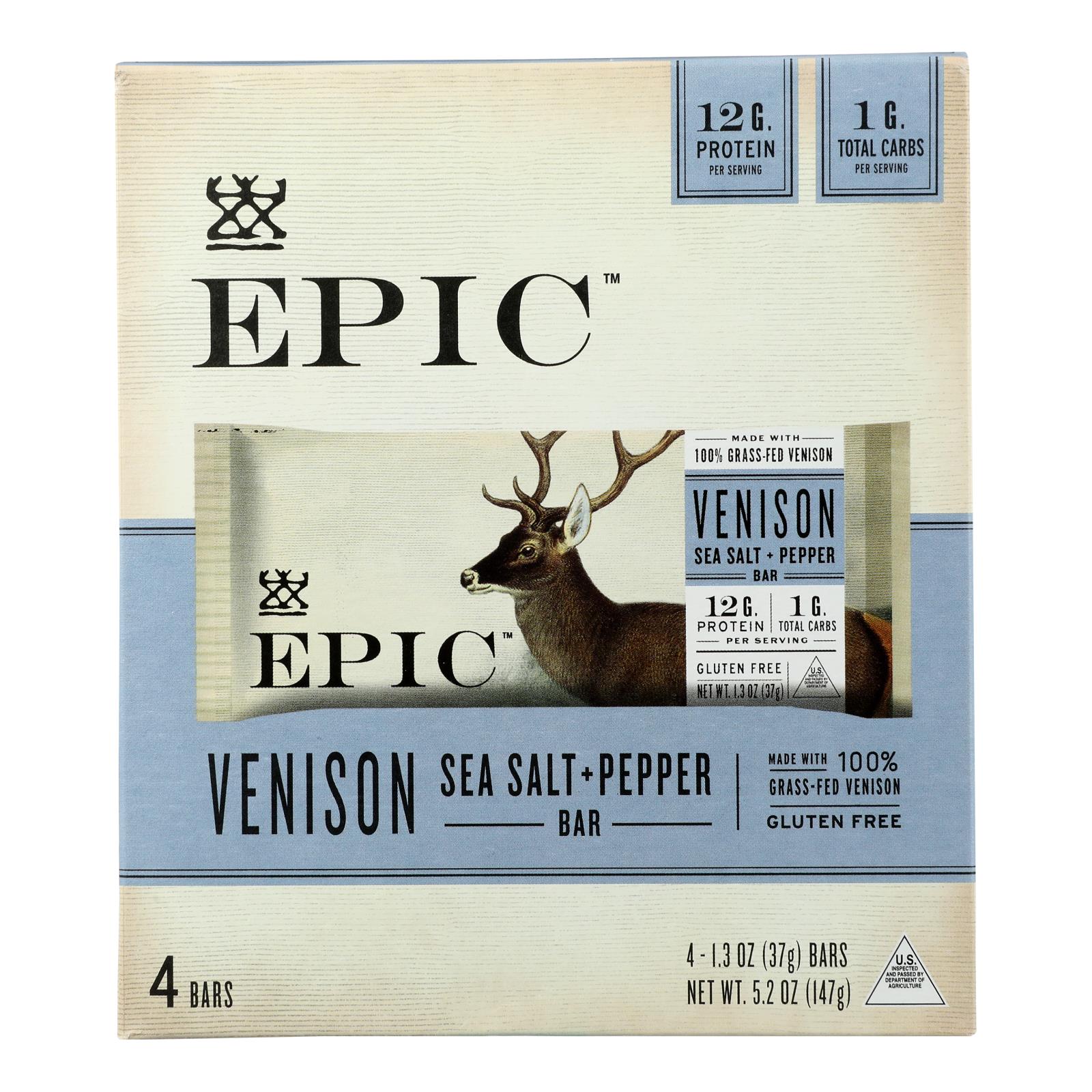 Epic - Bar Venison Sea Salt+ppr - Case Of 8-4/1.3 Oz