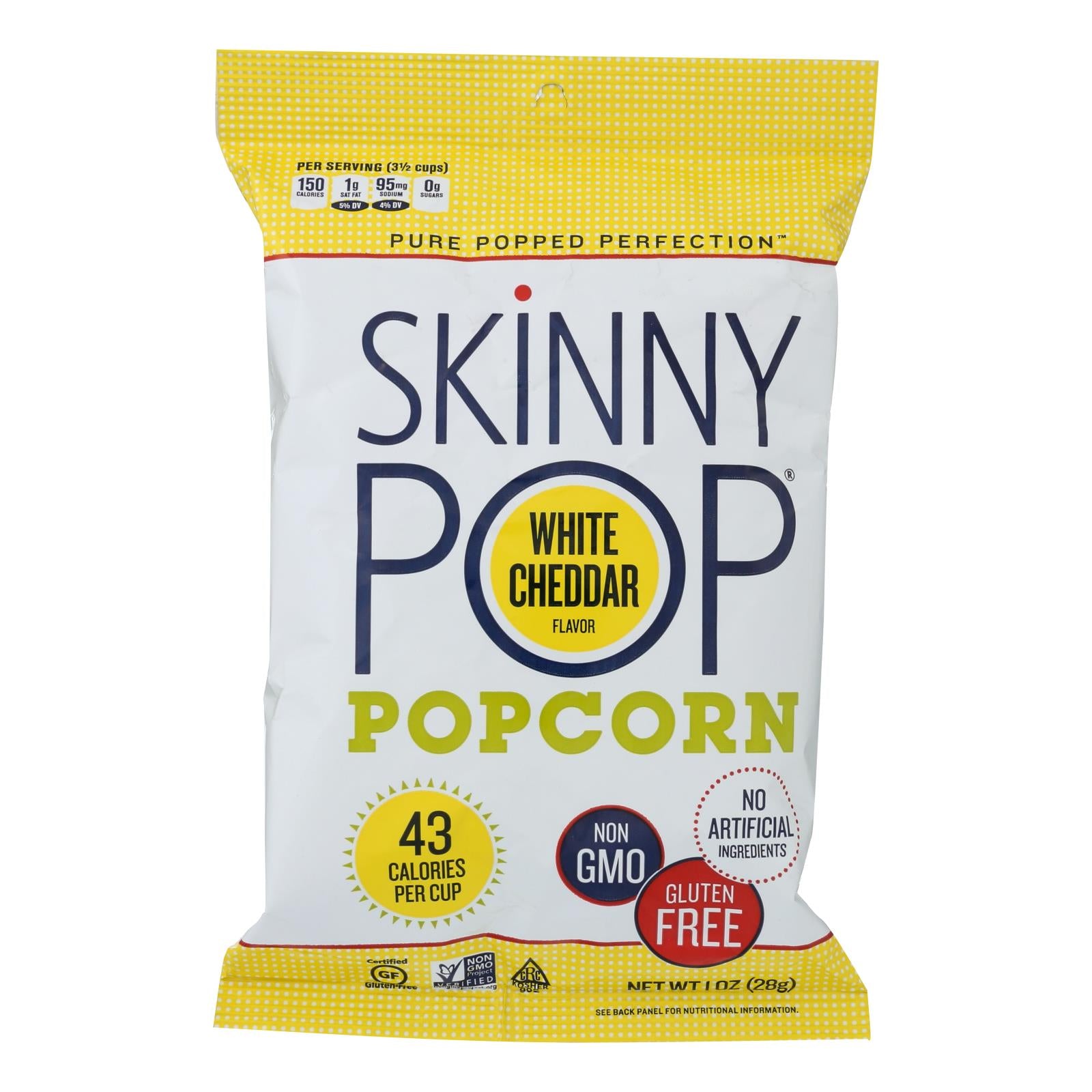 Skinnypop Popcorn Skinny Snack Flavored Popcorn White Cheddar - Case Of 12 - 1 Oz