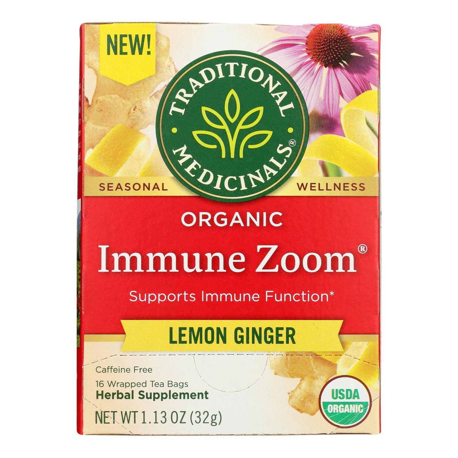 Traditional Medicinals - Tea Immune Ginger Lemon - Case Of 6-16 Bag