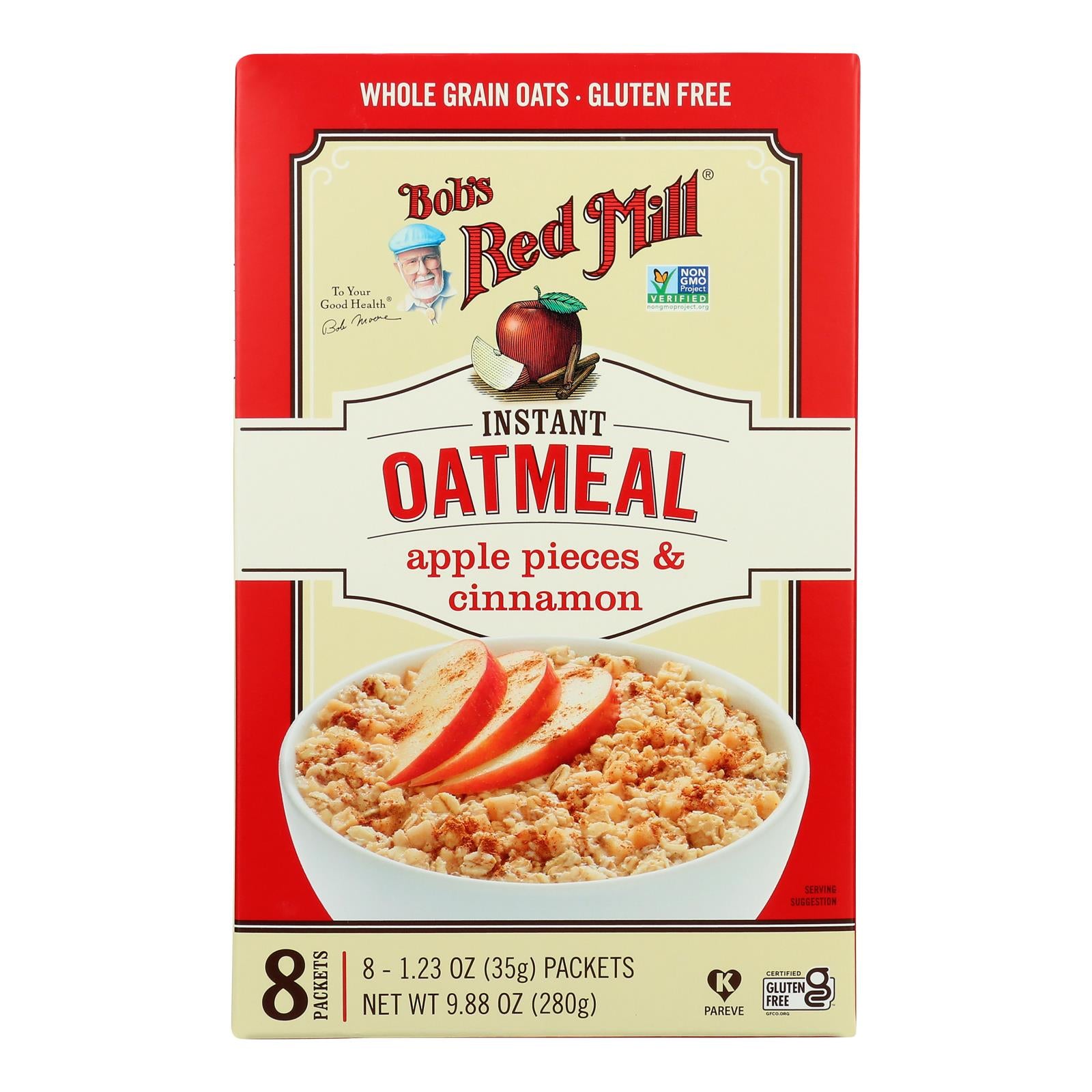 Bob's Red Mill - Instant Oatmeal Gluten Free Pkt Apple Cinnamon - Case Of 4-9.88 Oz