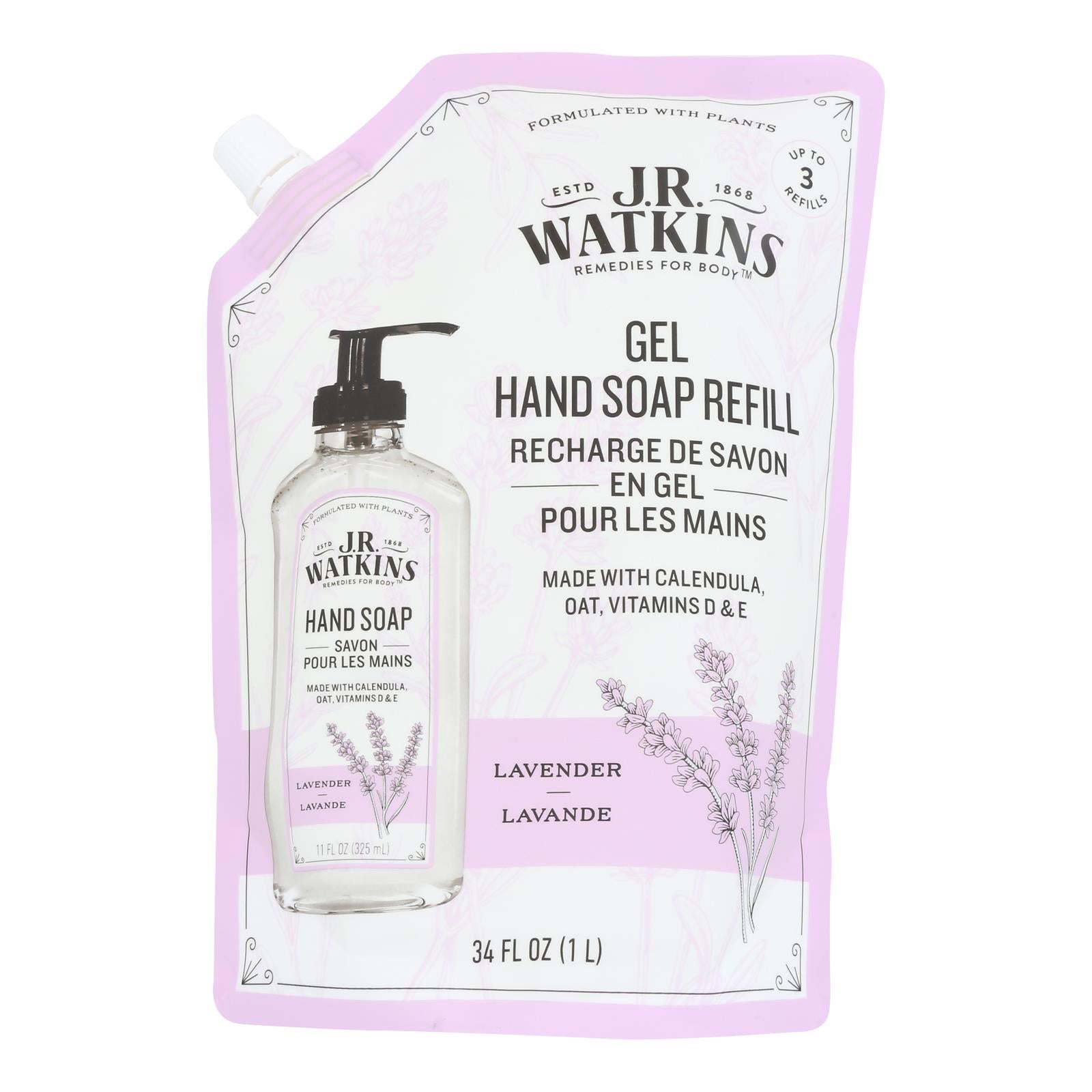 J.r. Watkins - Hand Soap Gel Refill Lavender - Case Of 3-34 Fz