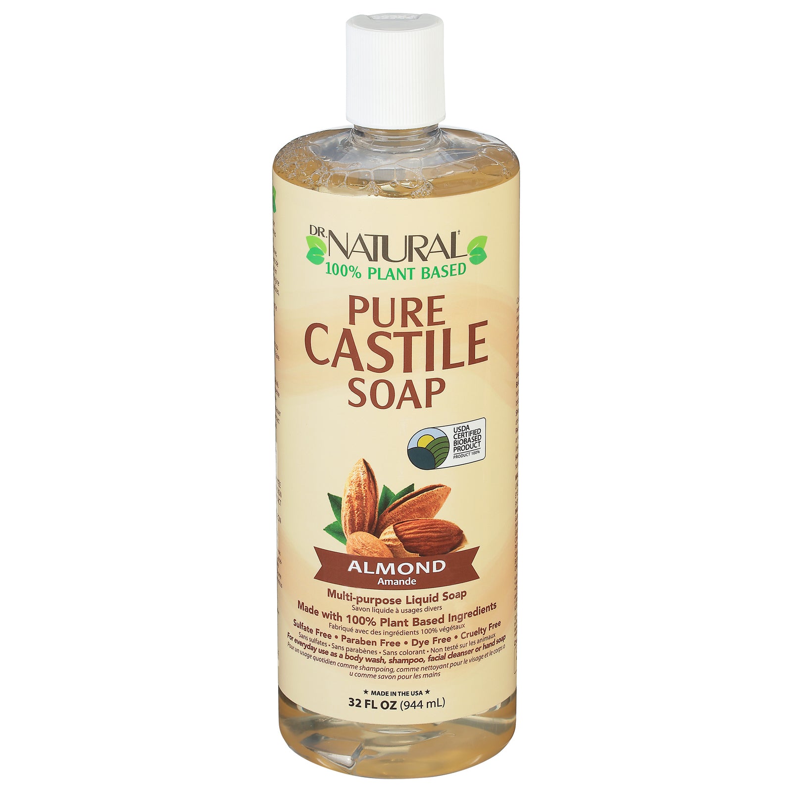 Dr. Natural - Castile Liquid Soap Almond - 1 Each 1-32 Fz