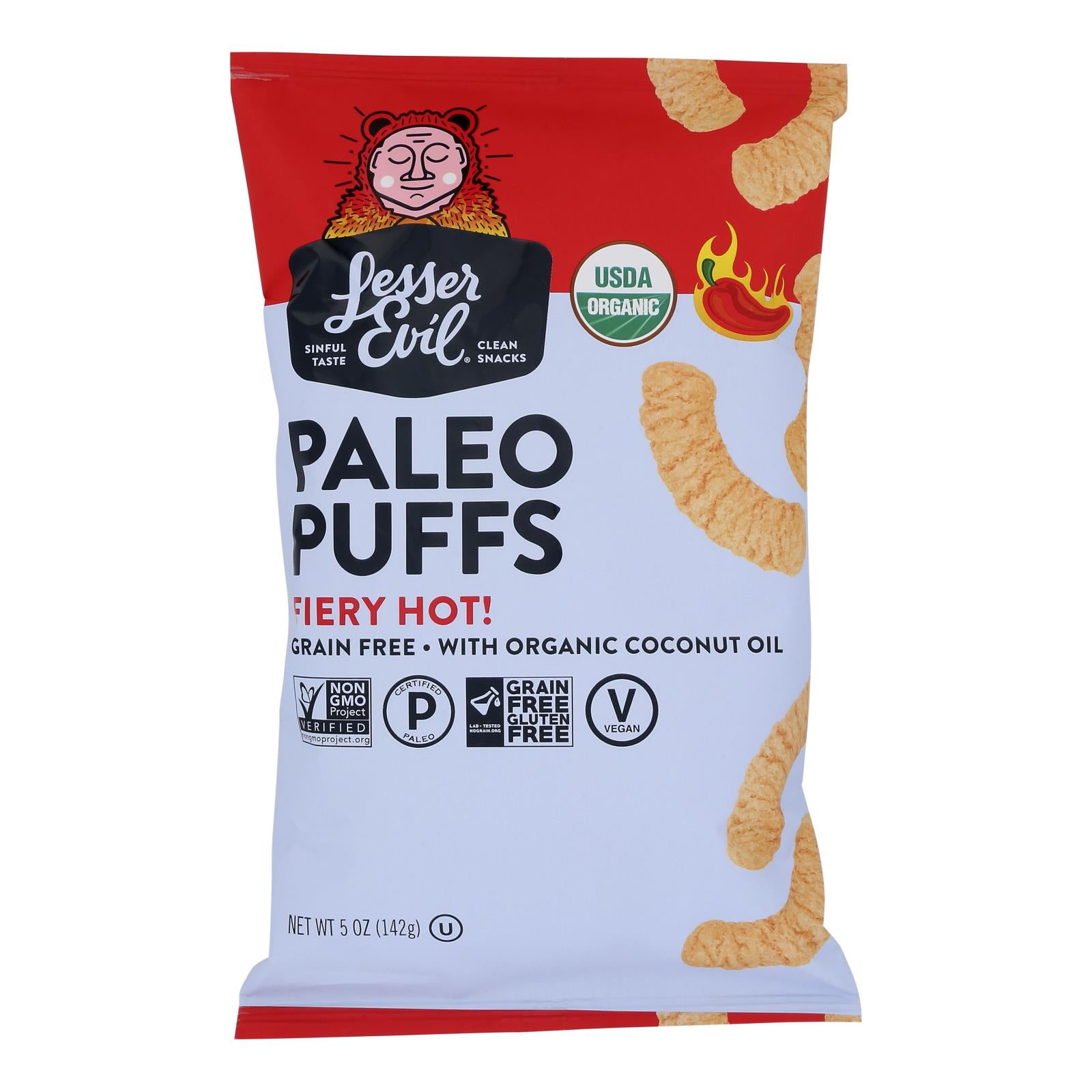 Lesser Evil - Paleo Puffs Firey Hot - Case Of 9-5 Oz