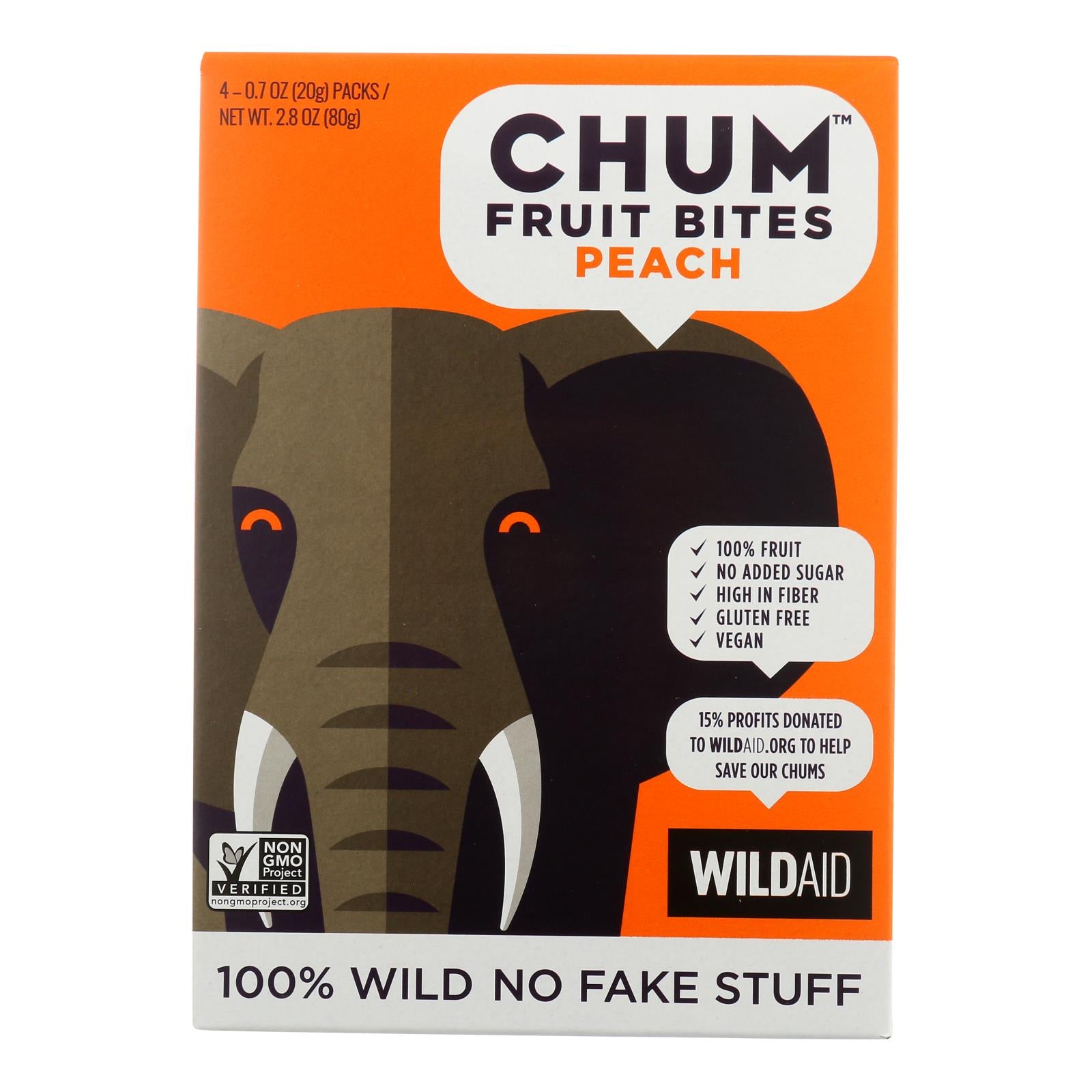 Chum Fruit Bites - Fruit Bites Peach 4pk - Case Of 6-2.8 Oz