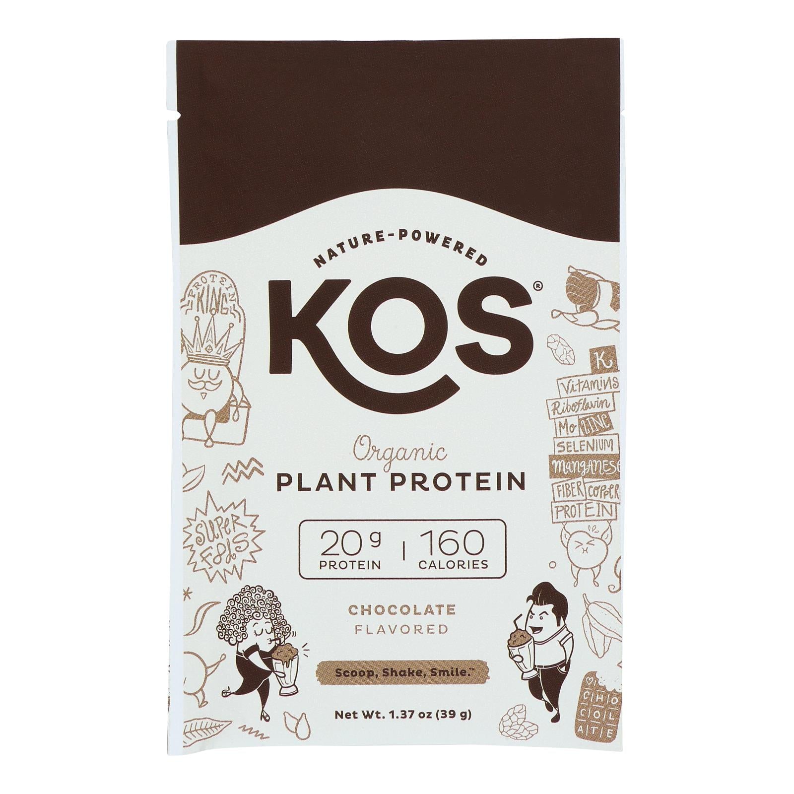 Kos - Protein Powder Chocolate Single - Case Of 12-1.37 Oz