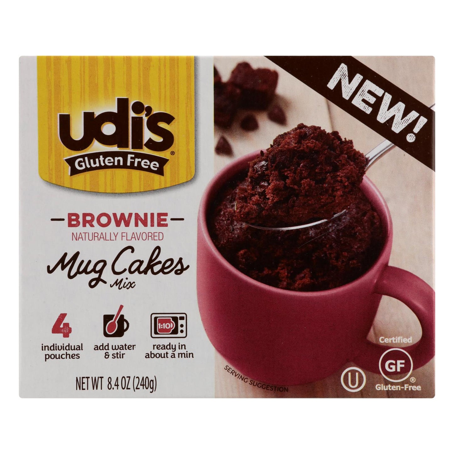 Udi's - Mix Mug Cake Brownie - Case Of 6 - 8.4 Oz