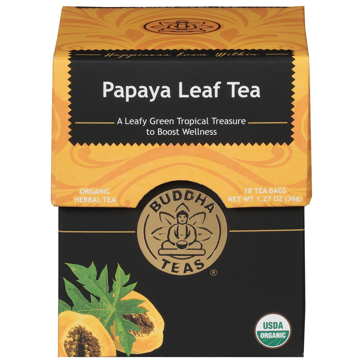 Buddha Teas - Organic Tea - Papaya Leaf - Case Of 6 - 18 Count