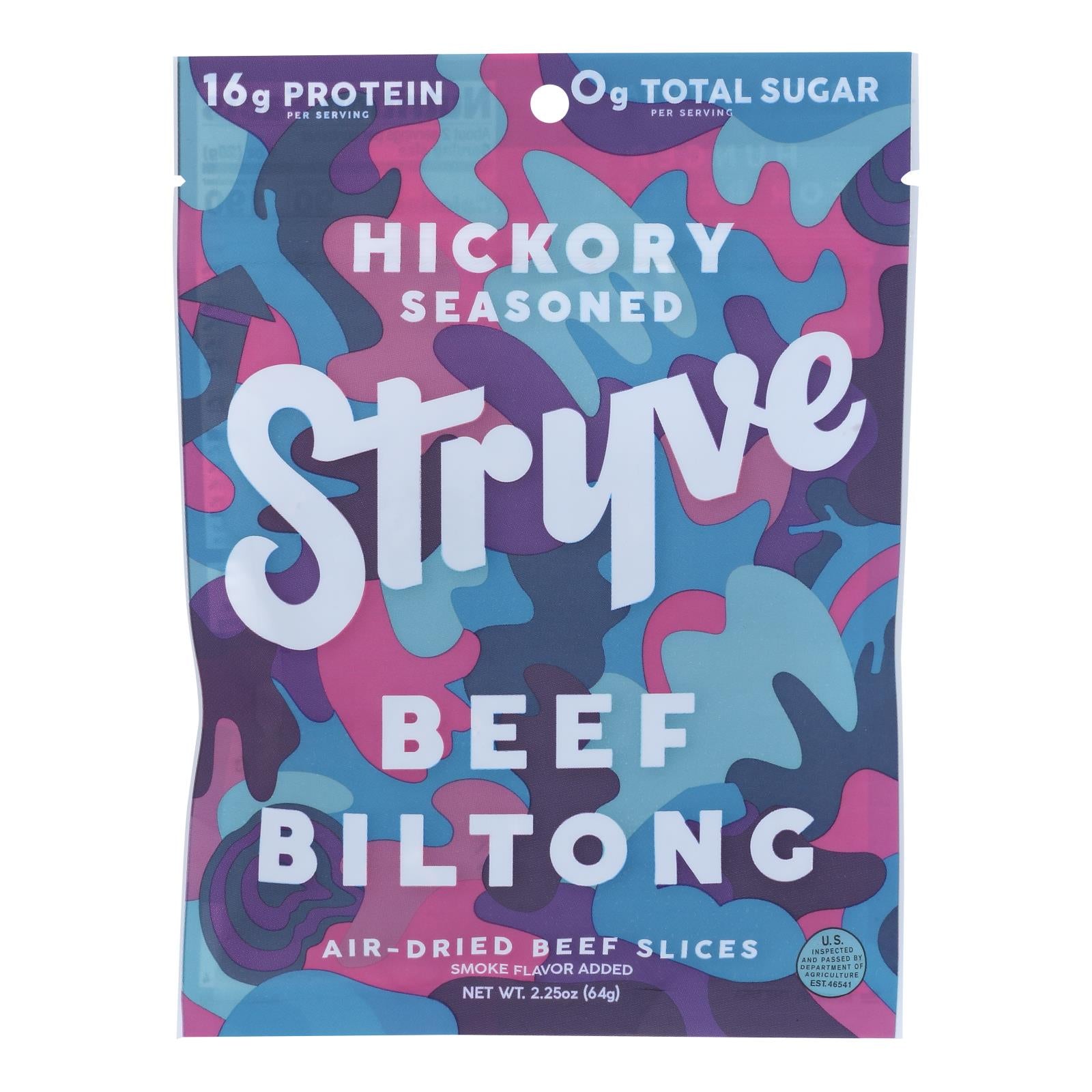 Stryve Foods - Beef Biltong Smoked - Case Of 12 - 2.25 Oz