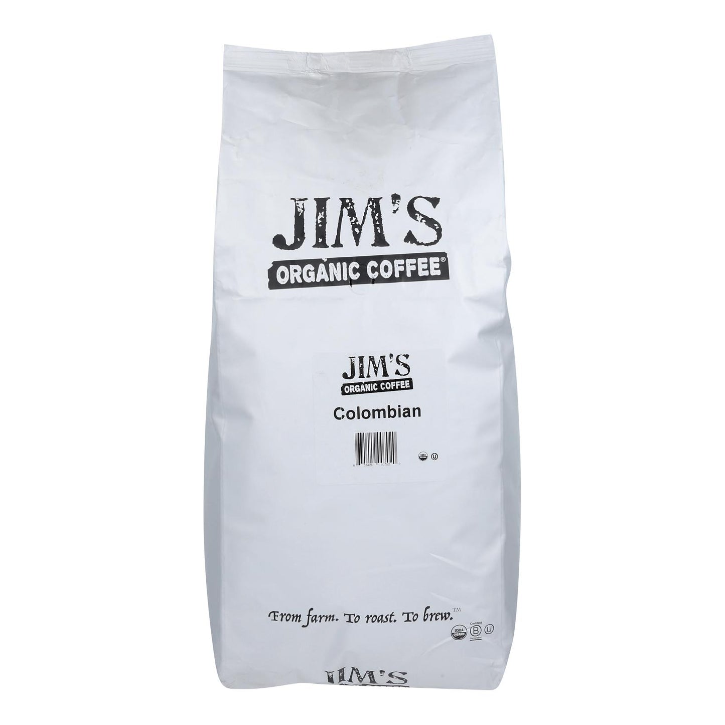 Jim's Organic Coffee Whole Bean Colombian Santa Marta Montesierra - Single Bulk Item - 5lb