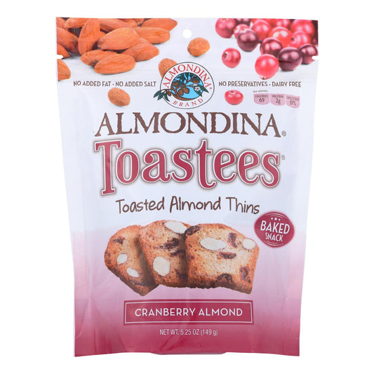 Almondina - Toastees - Toasted Almond Thins - Cranberry Almond - Case Of 12 - 5.25 Oz.