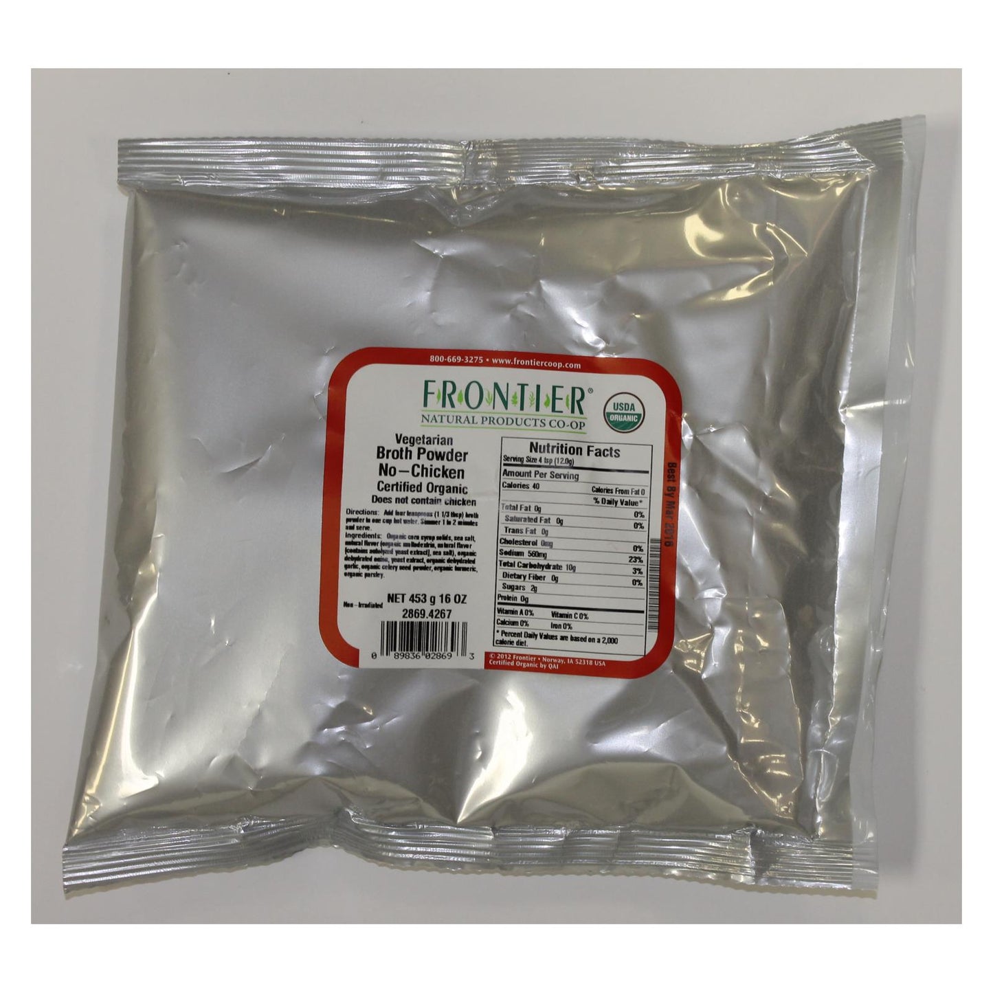 Frontier Herb Broth Powder Organic No Chicken - Single Bulk Item - 1lb