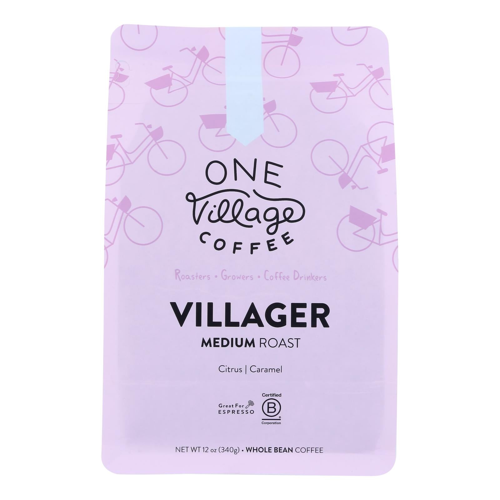 One Village Coffee - Coffee Villager Medium Whole Bean - Case Of 6-12 Oz