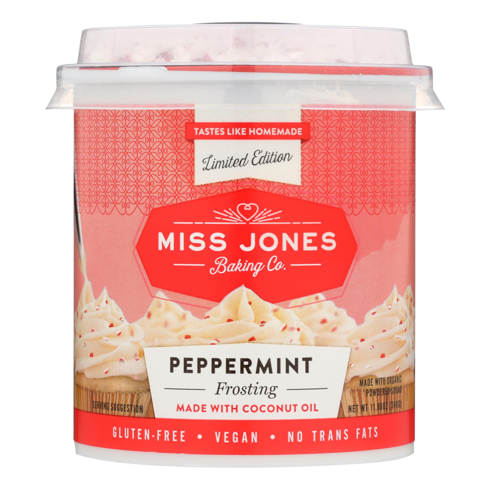 Miss Jones Baking Co - Frosting Peppermint - Case Of 6 - 11.98 Oz