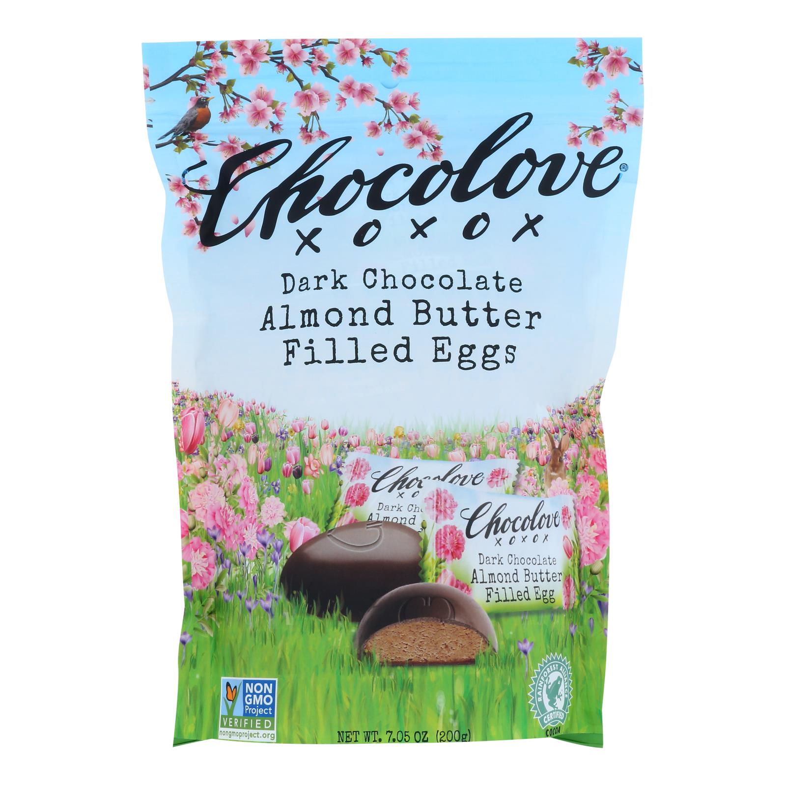 Chocolove Xoxox - Eggs Dark Chocolate Almond Butter Fil - Case Of 8-7.05 Oz