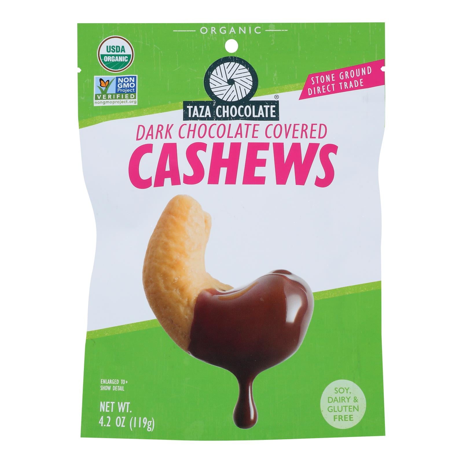 Taza Chocolate - Cashews Chocolate Covered - Case Of 12-3.5 Oz