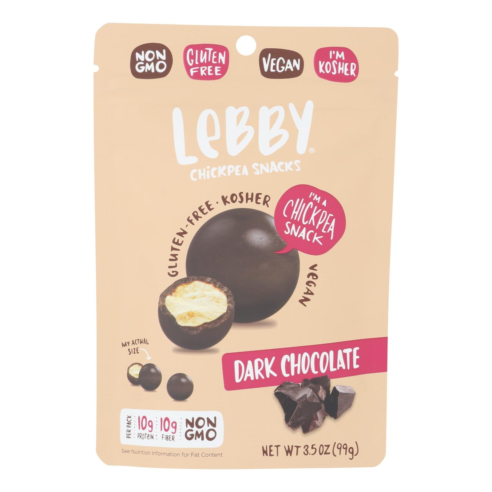 Lebby Snacks - Chickpea Snacks Dark Chocolate - Case Of 6 - 3.5 Oz ...