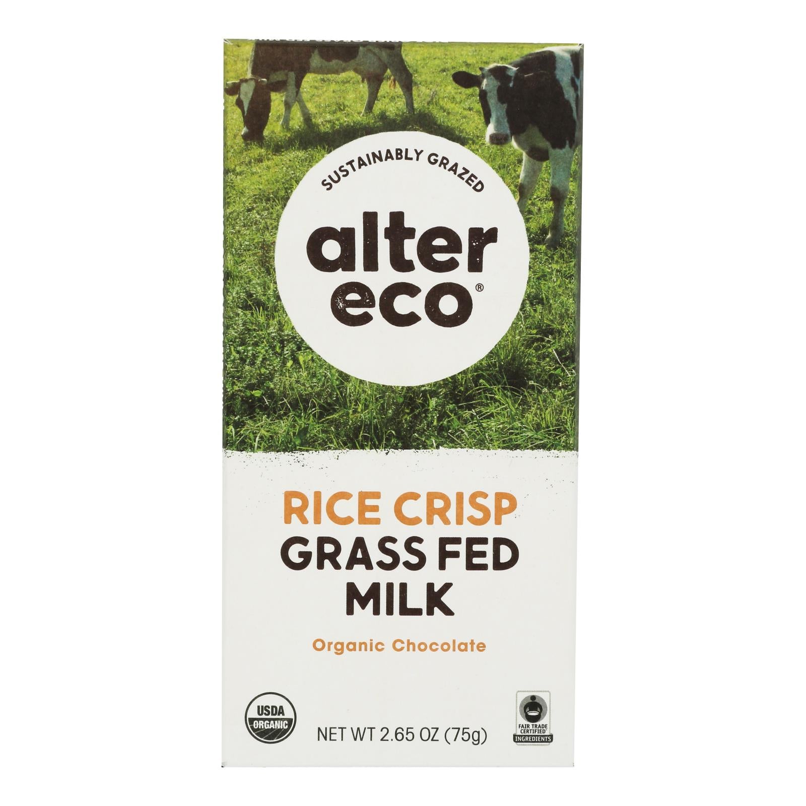 Alter Eco - Chocolate Bar Rice Crunch - Case Of 12-2.65 Oz