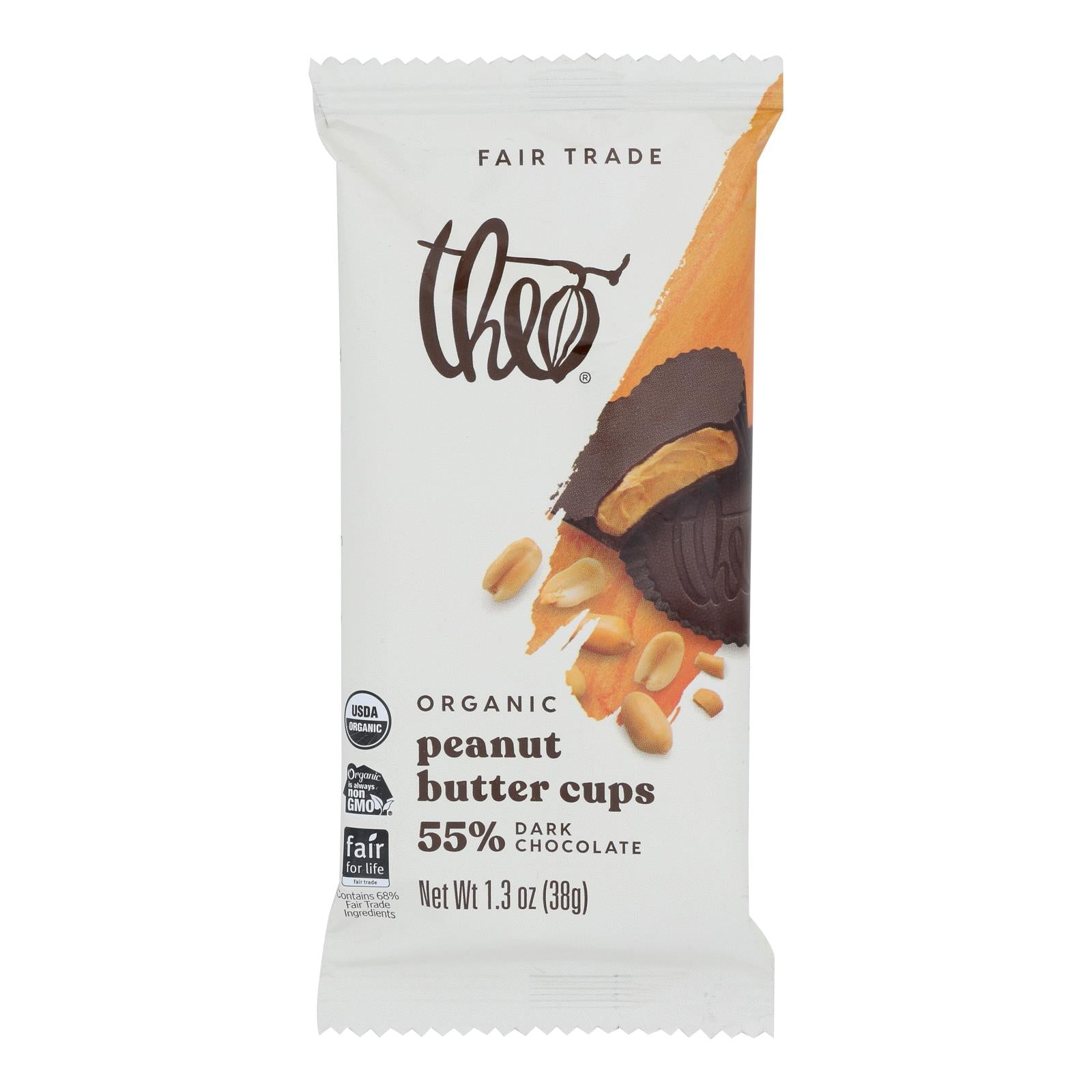 Theo Chocolate Peanut Butter Cups - Dark Chocolate - 1.3 Oz - Case Of 12