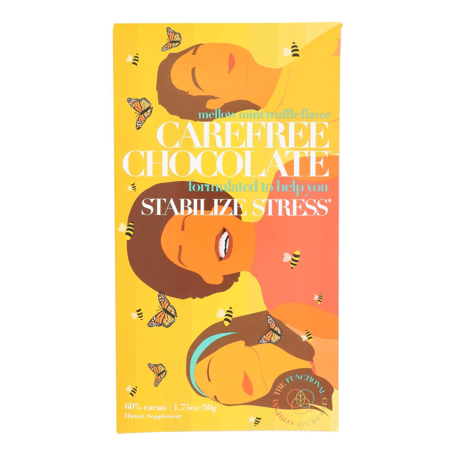 The Functional Chocolate Co - Chocolate Bar Carefree - Case Of 12-1.75 Oz