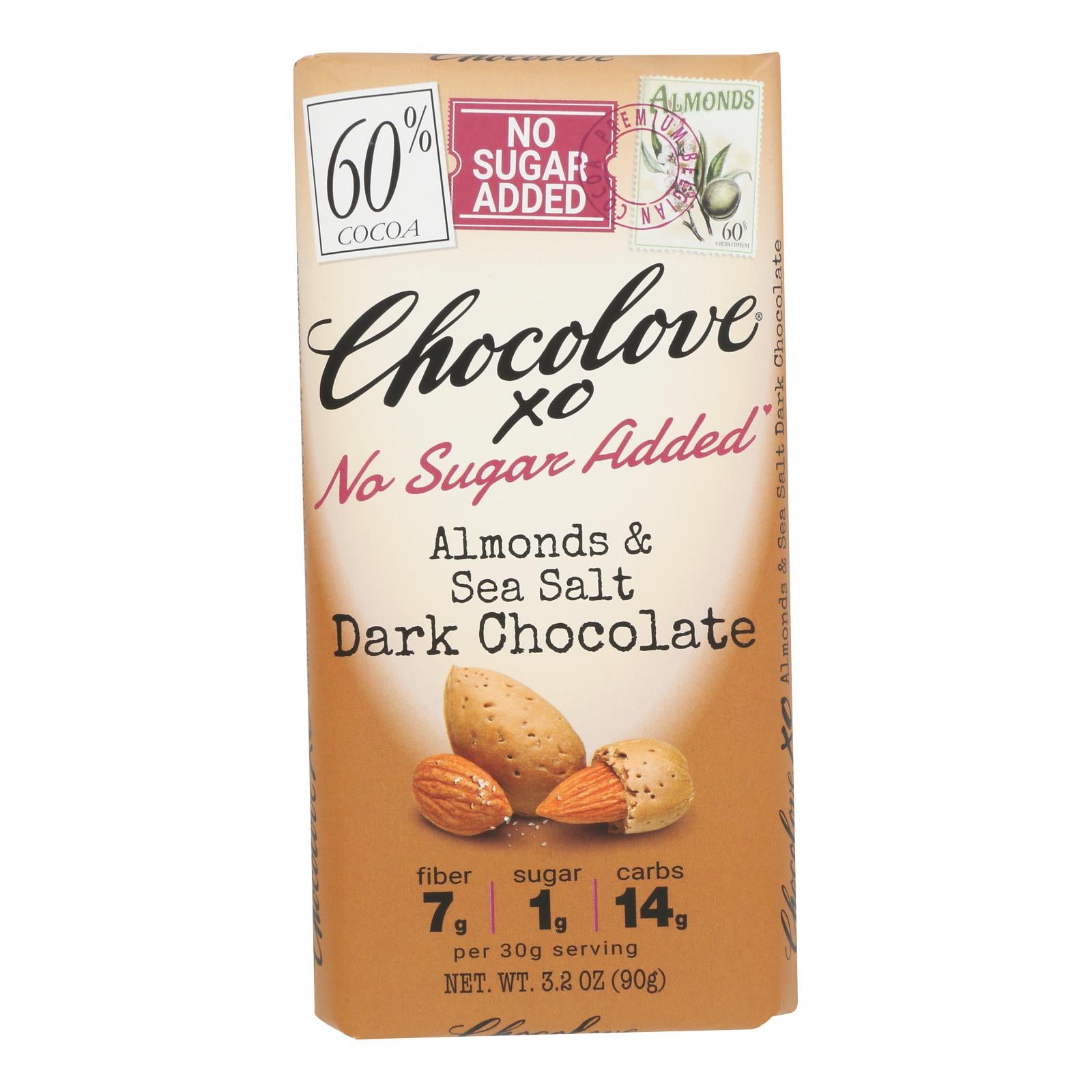 Chocolove - Xo Bar Dark Chocolate Alm/ssalt - Case Of 12-3.2 Oz