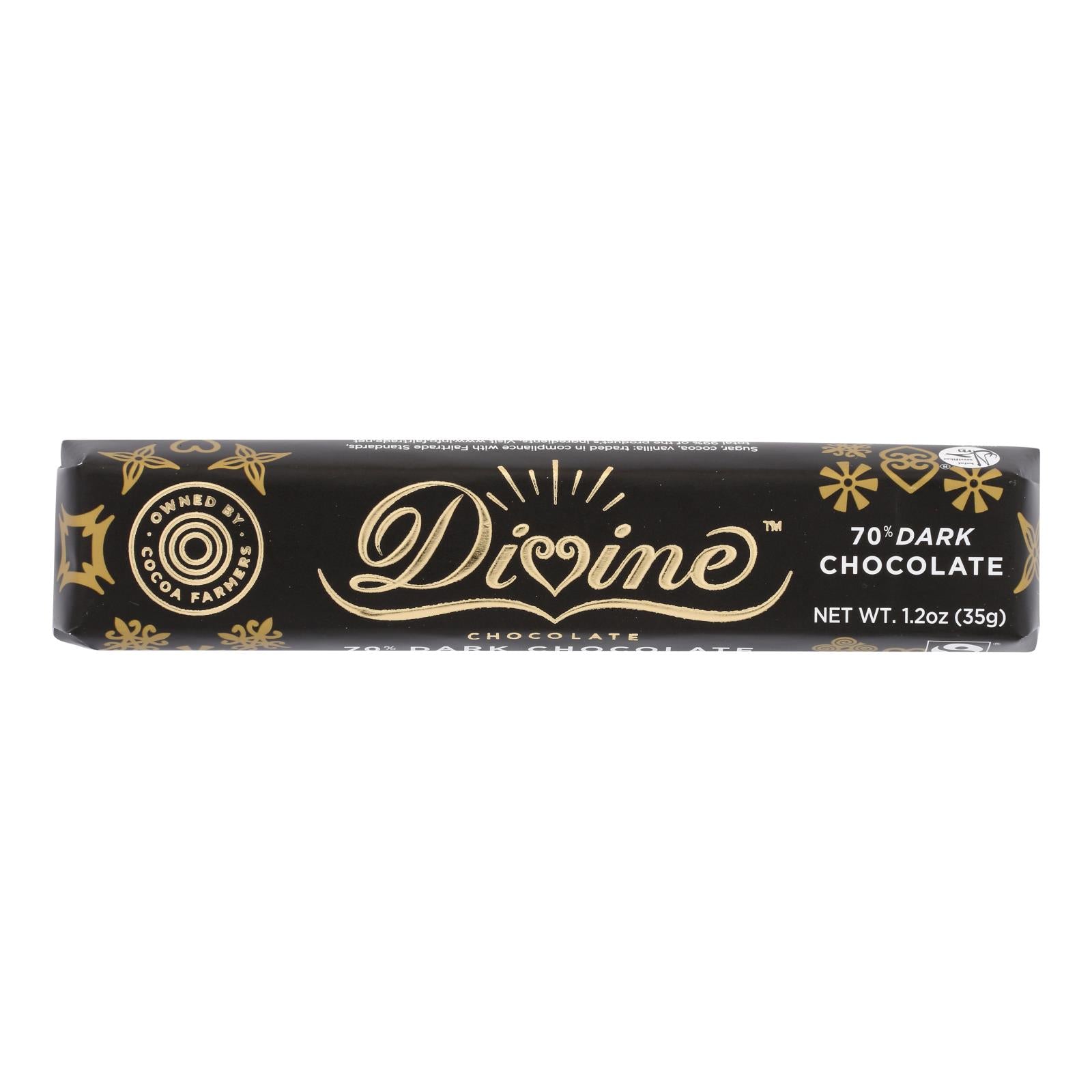 Divine - Snack Bar Dark Chocolate 70% - Case Of 18 - 1.2 Oz