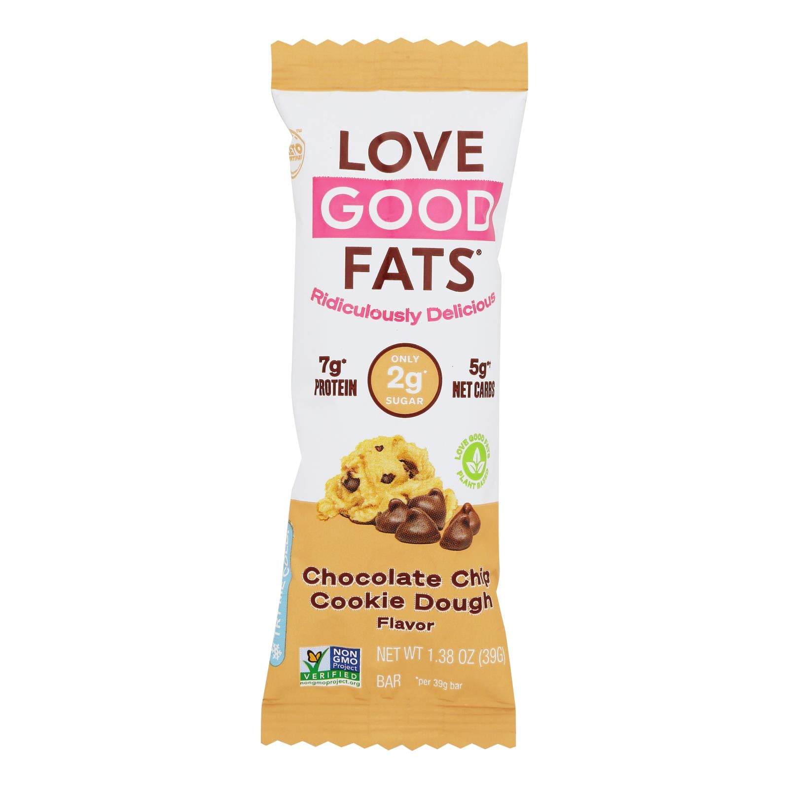 Love Good Fats - Bar Chocolate Chip Cookie Dgh - Case Of 12 - 1.38 Oz