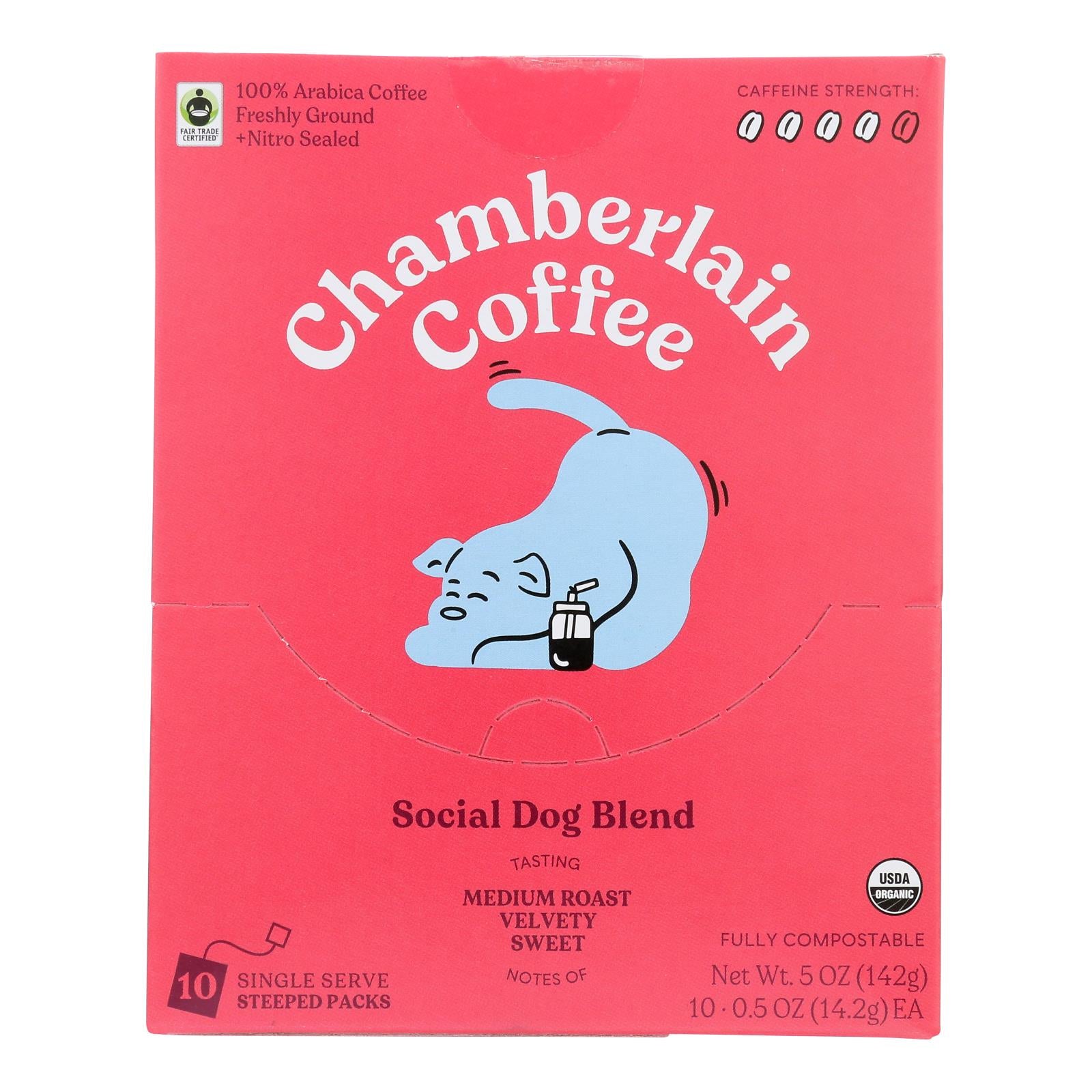 Chamberlain Coffee - Coffee Organic Step Drip Single Serve Coffee Bags 10 Pack - Case Of 12-5 Ounces