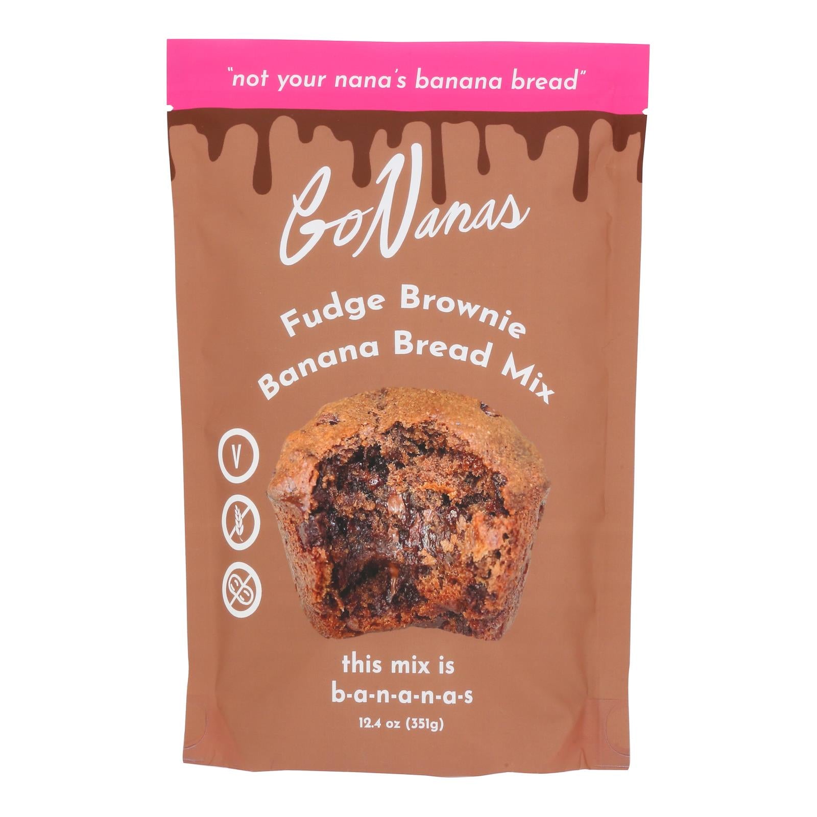 Gonanas - Mixed Banana Bread Fudge Brownie - Case Of 6 - 12.4 Ounces