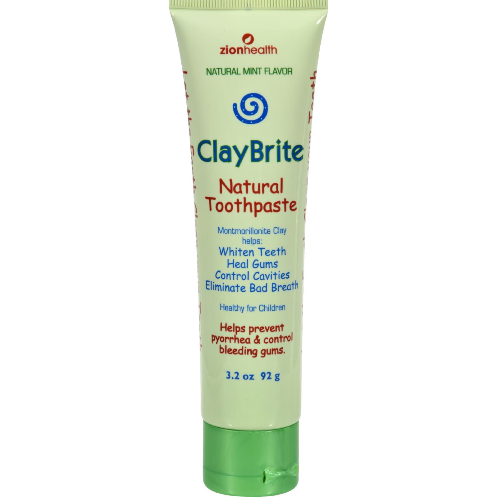 Zion Health Claybrite Natural Toothpaste - Natural Mint - 3.2 Oz