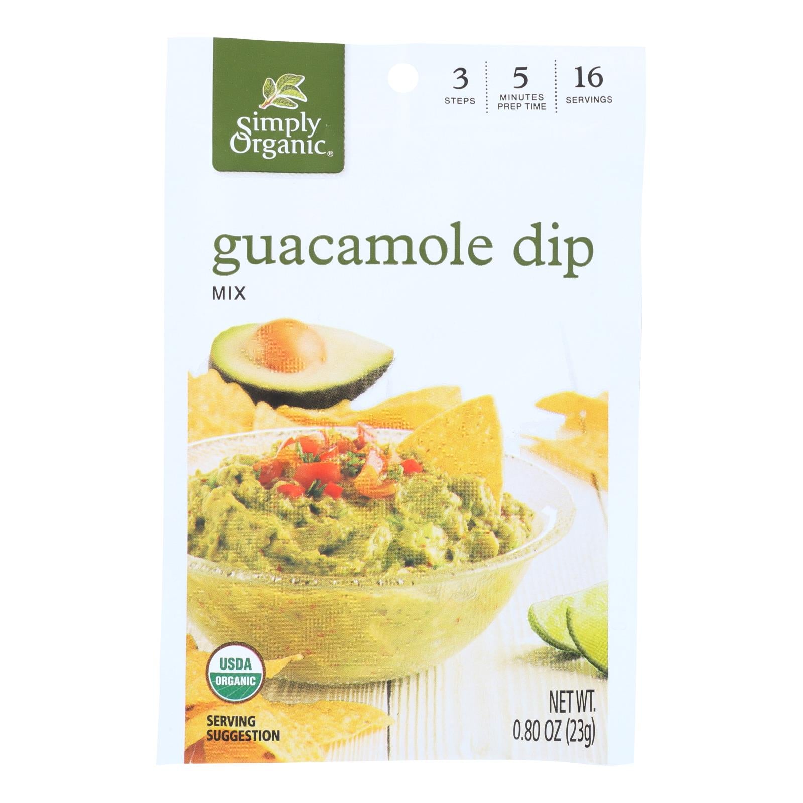 Simply Organic Guacamole Dip Mix - Case Of 12 - 0.8 Oz.