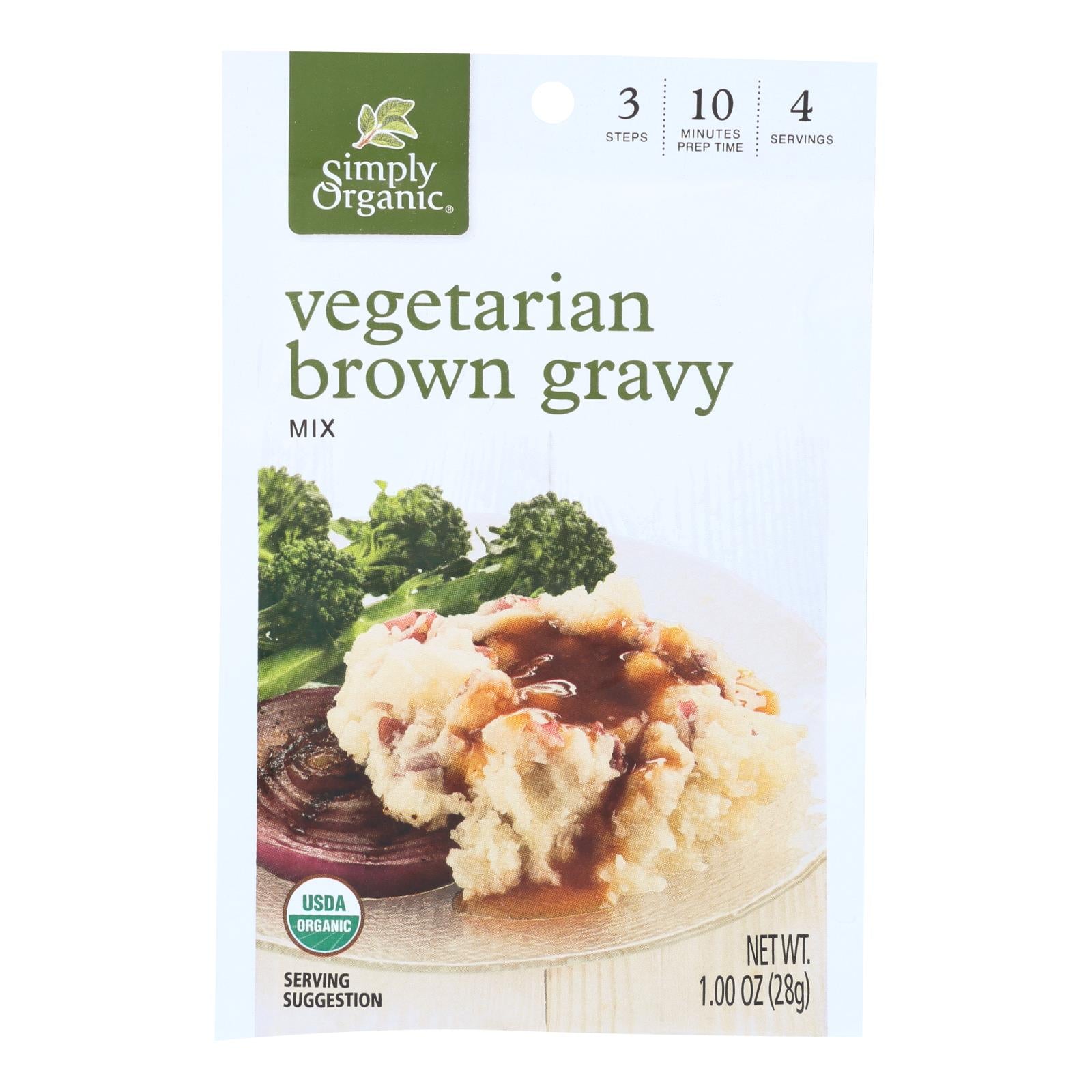 Simply Organic Vegetarian Brown Gravy Seasoning Mix - Case Of 12 - 1 Oz.