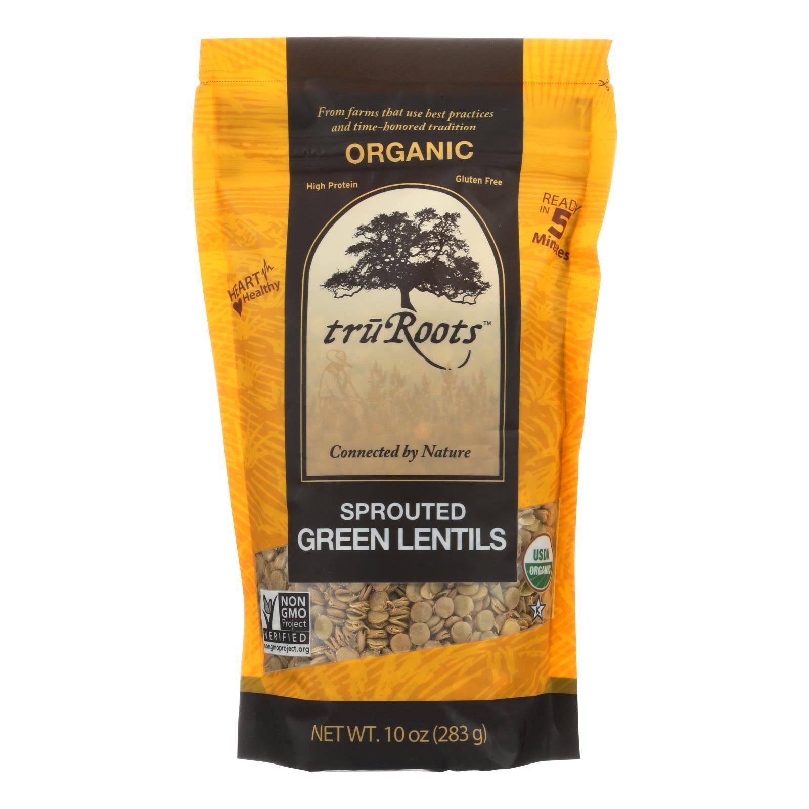 Truroots Organic Green Lentils - Sprouted - Case Of 6 - 10 Oz.